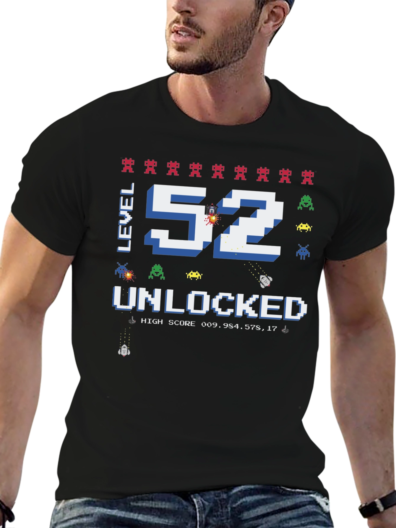 Level 52 Unlocked T-Shirt: Retro Gaming Birthday Tee