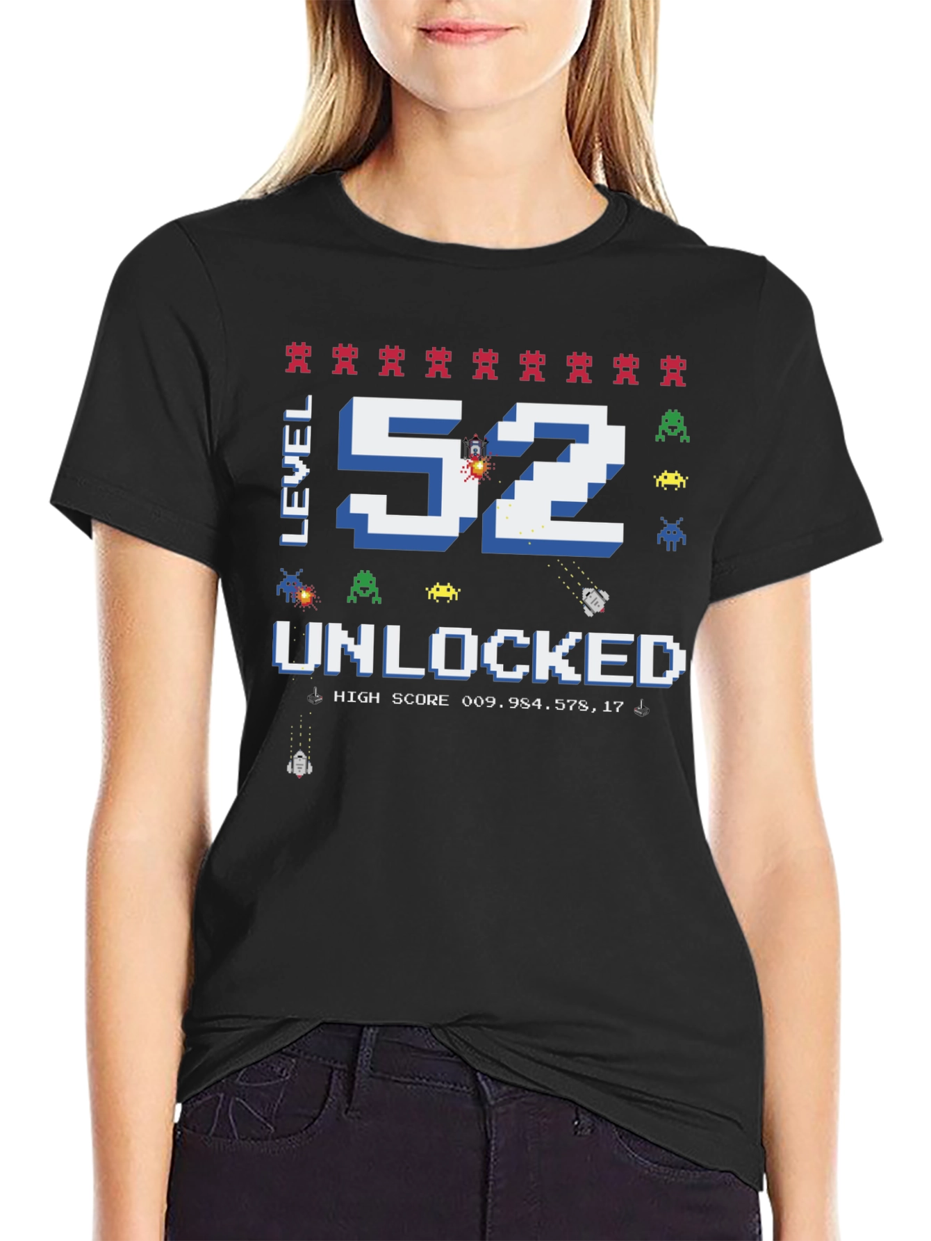 Level 52 Unlocked T-Shirt: Retro Gaming Birthday Tee