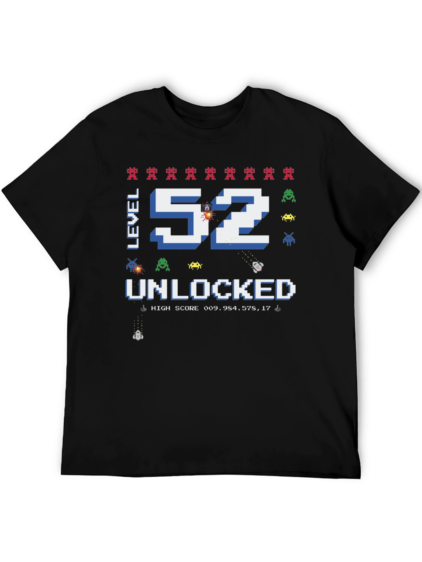 Level 52 Unlocked T-Shirt: Retro Gaming Birthday Tee