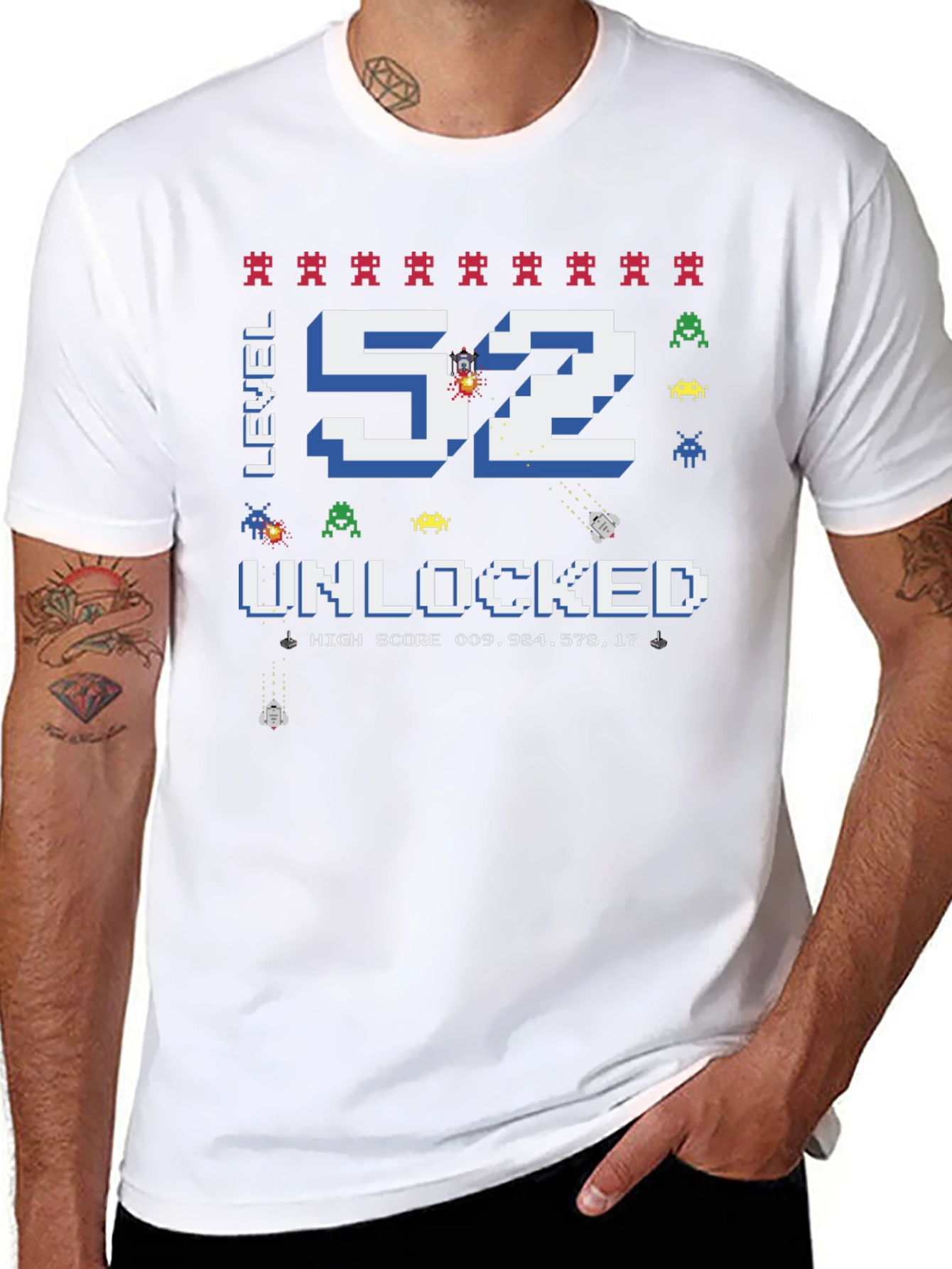 Level 52 Unlocked T-Shirt: Retro Gaming Birthday Tee