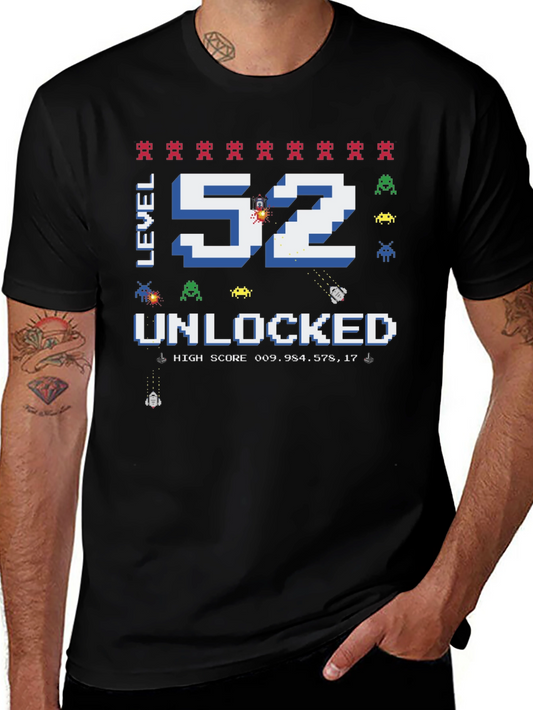 Level 52 Unlocked T-Shirt: Retro Gaming Birthday Tee