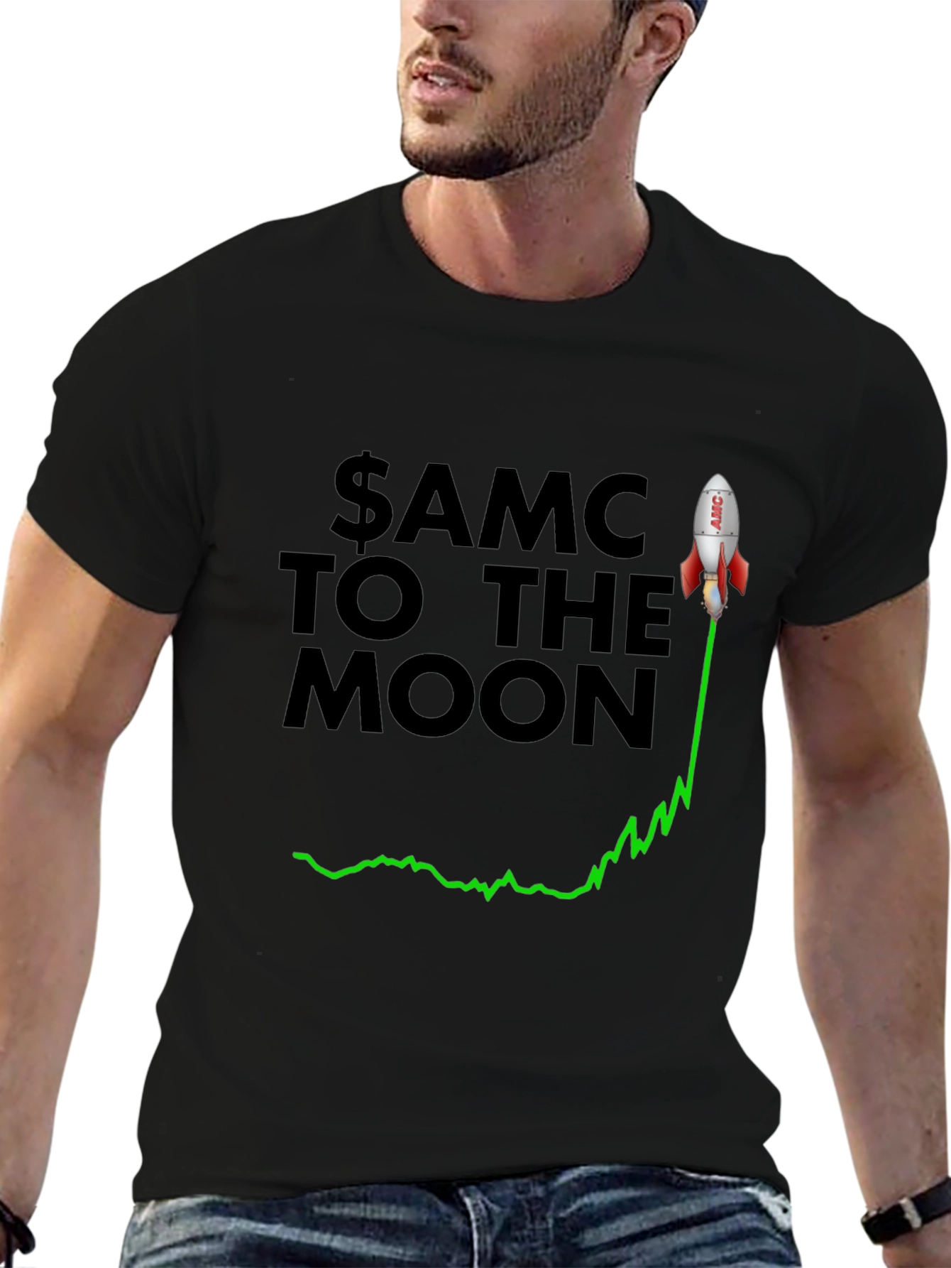 AMC To The Moon T-Shirt - Stock Rocket Tee