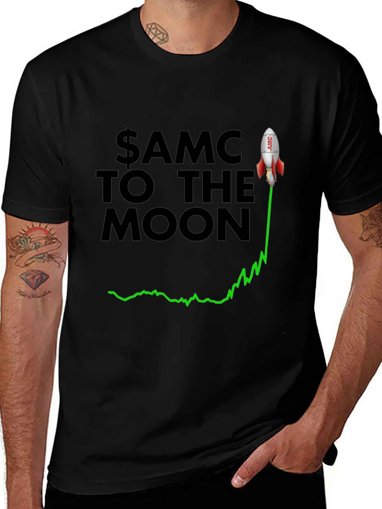 AMC To The Moon T-Shirt - Stock Rocket Tee