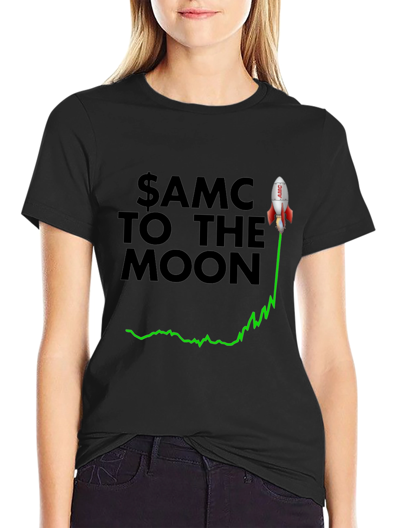 AMC To The Moon T-Shirt - Stock Rocket Tee