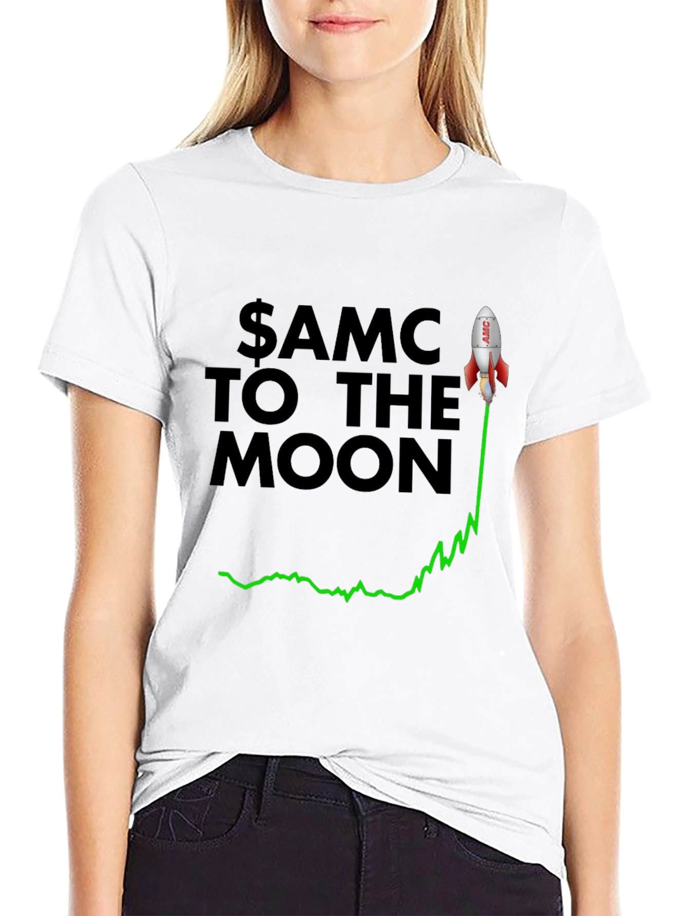AMC To The Moon T-Shirt - Stock Rocket Tee