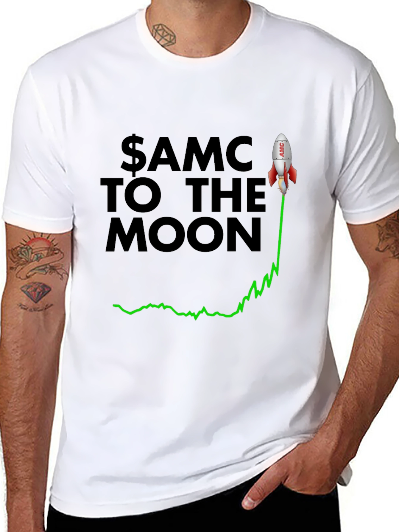 AMC To The Moon T-Shirt - Stock Rocket Tee