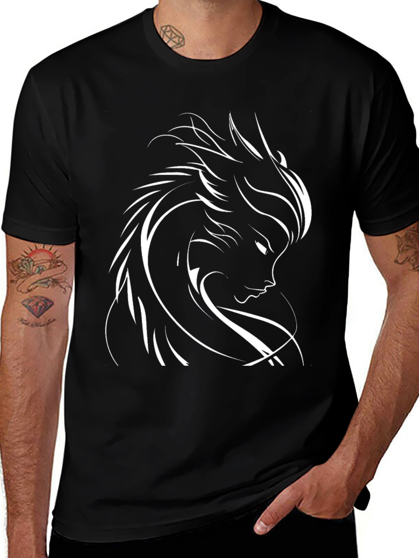 Abstract Woman Graphic Black T-Shirt
