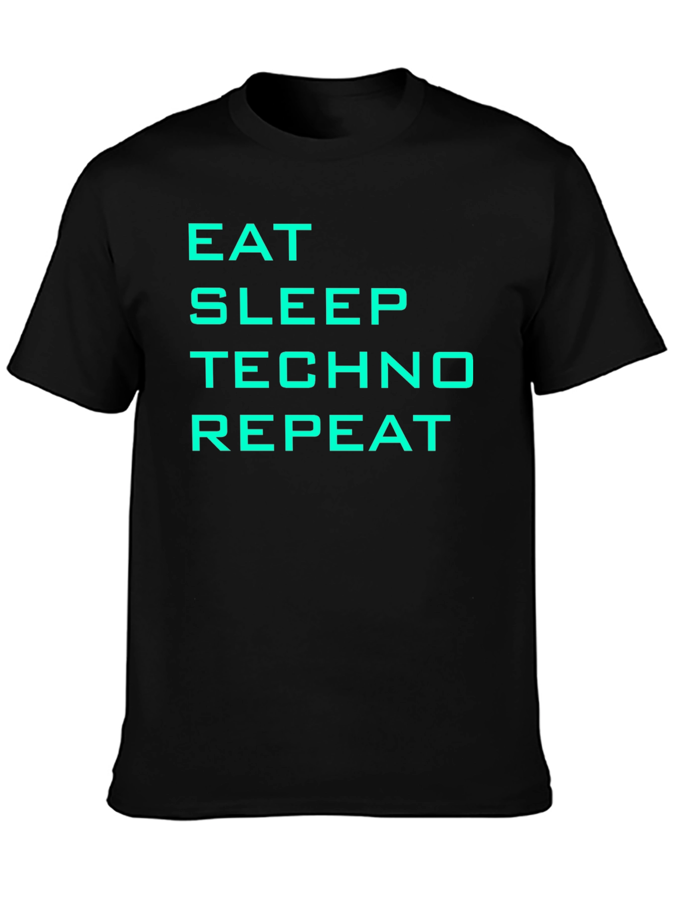 Eat Sleep Techno Repeat Black Graphic T-Shirt