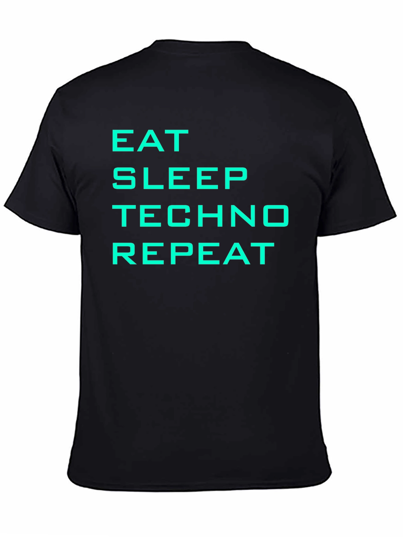 Eat Sleep Techno Repeat Black Graphic T-Shirt