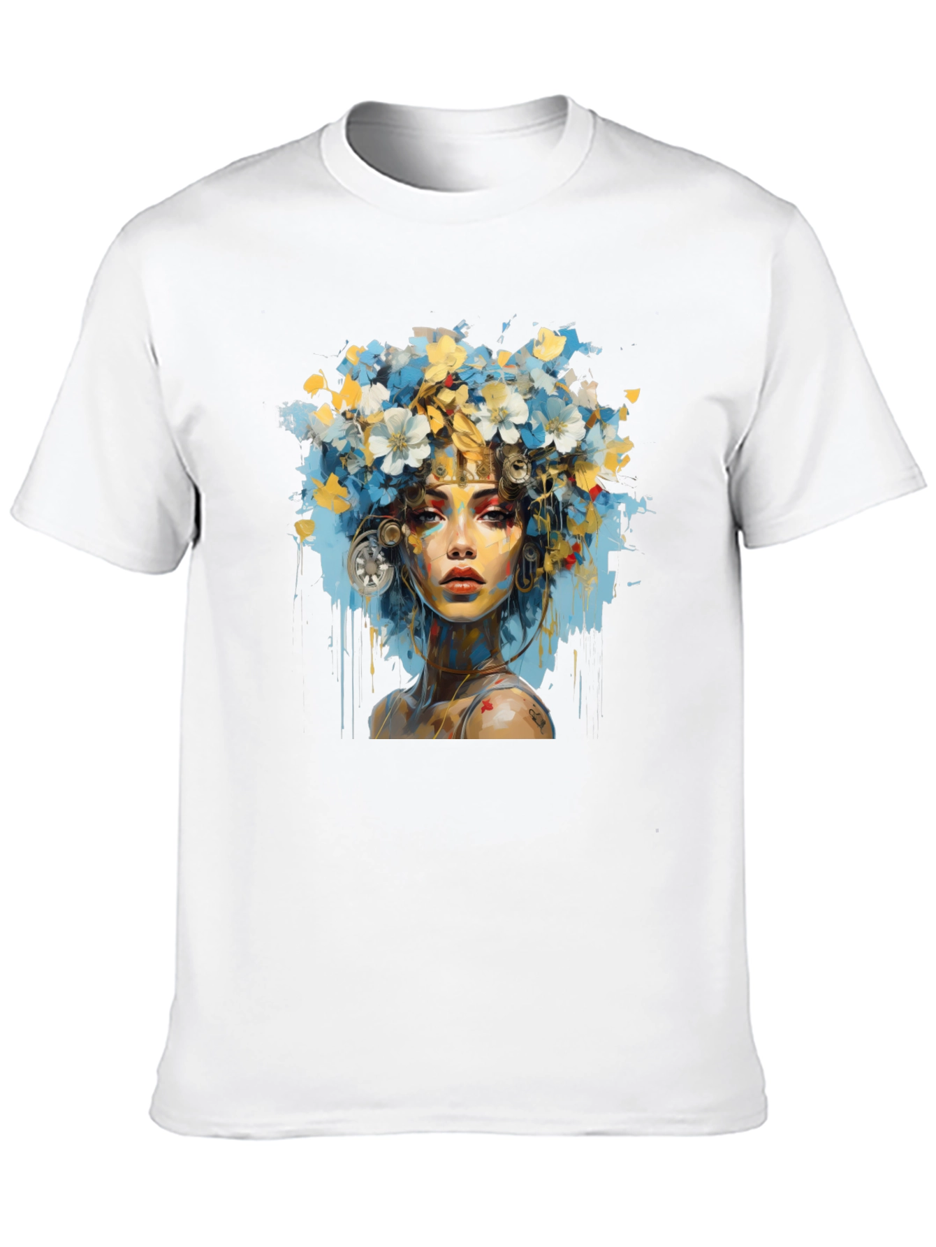 Floral Woman Graphic Black T-Shirt