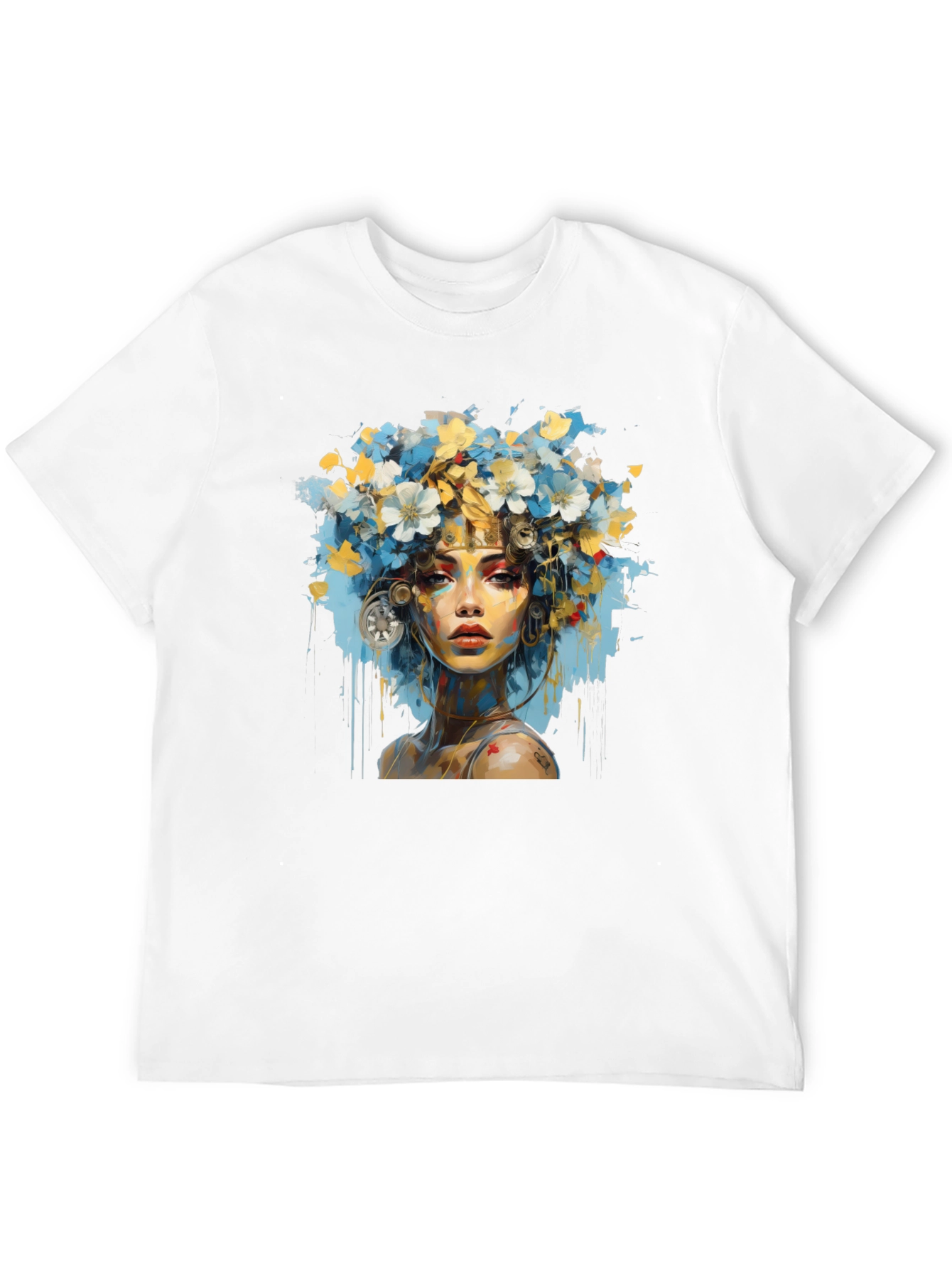 Floral Woman Graphic Black T-Shirt