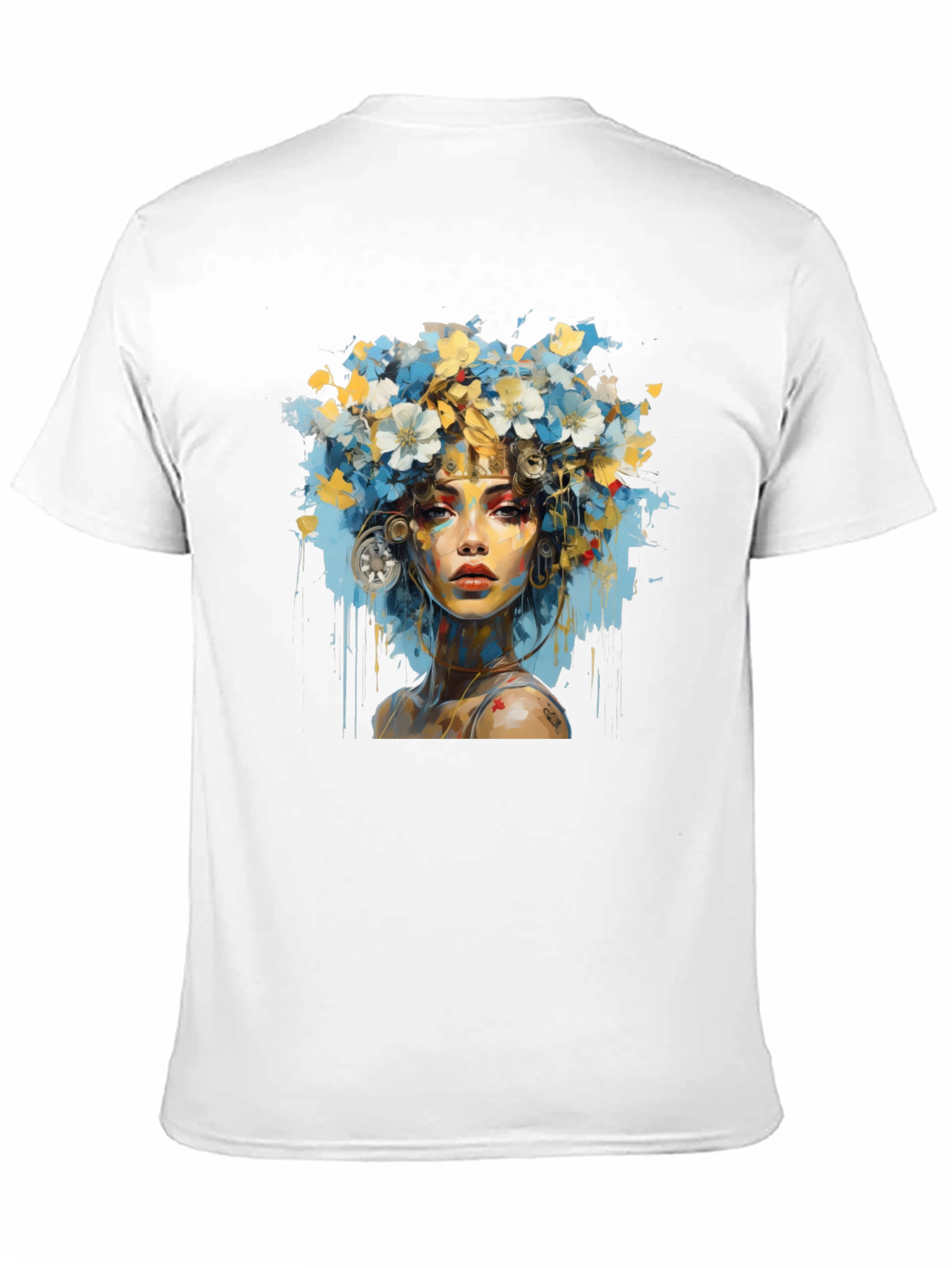 Floral Woman Graphic Black T-Shirt