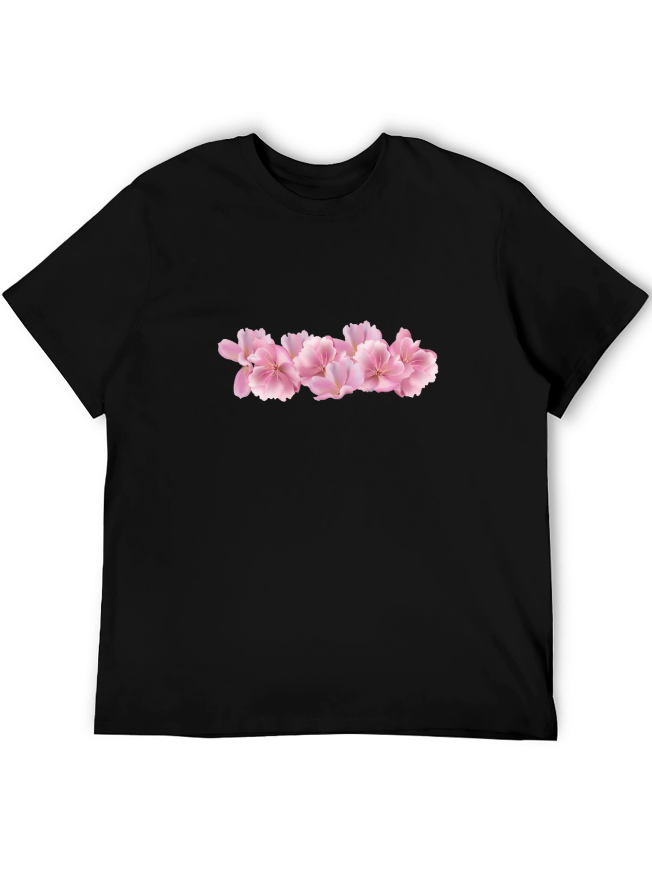 Black Tee with Pink Flower Graphic