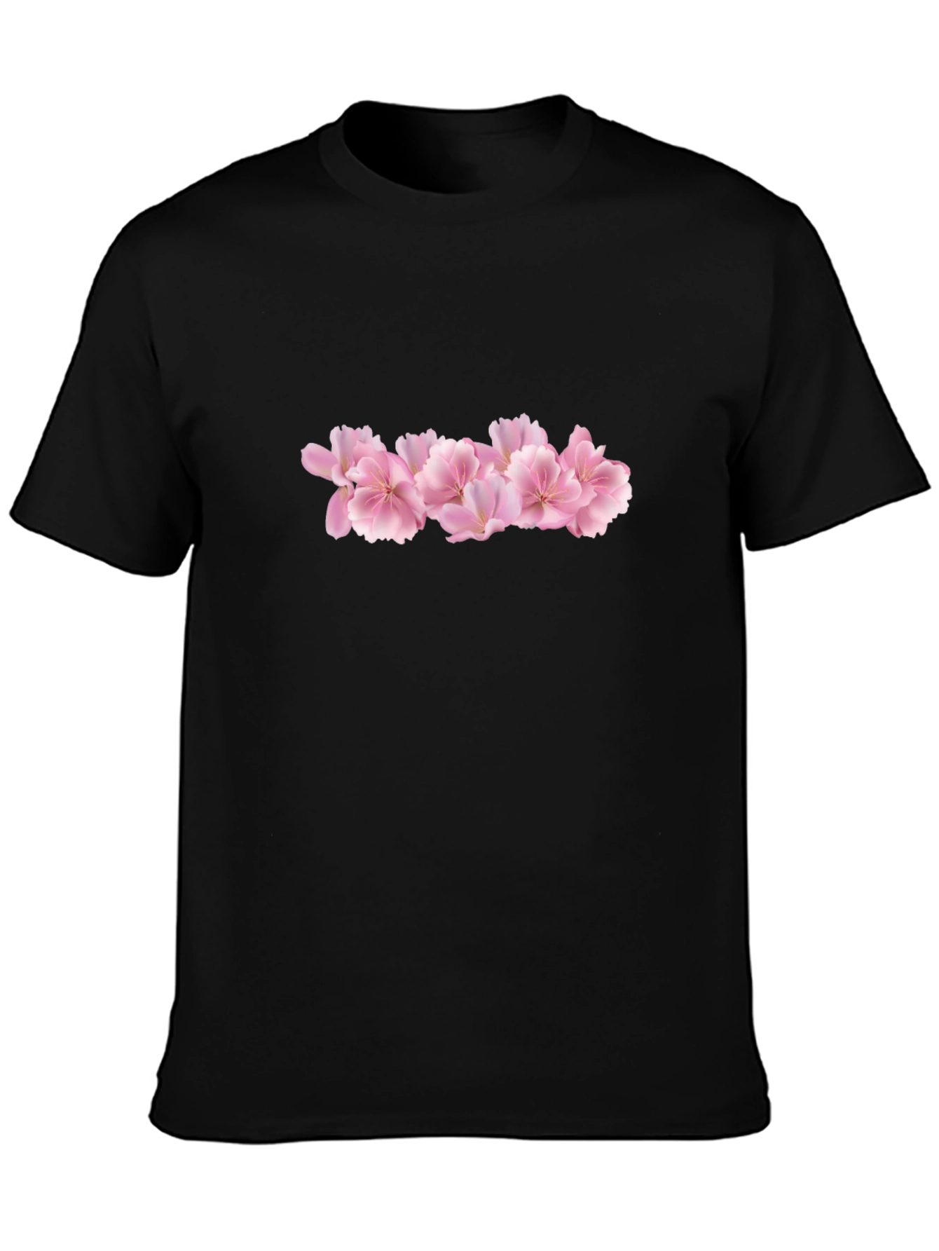 Black Tee with Pink Flower Graphic