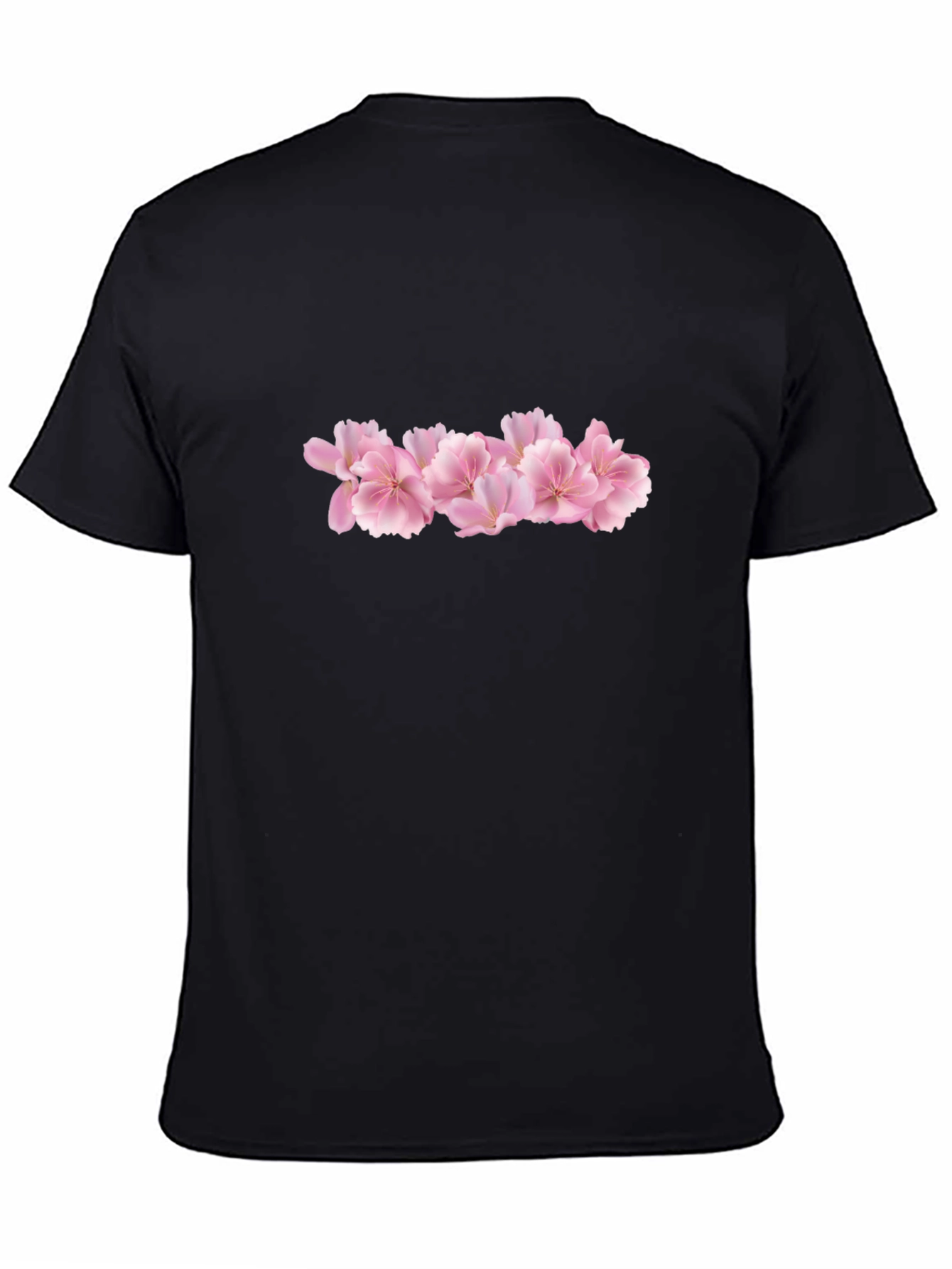 Black Tee with Pink Flower Graphic