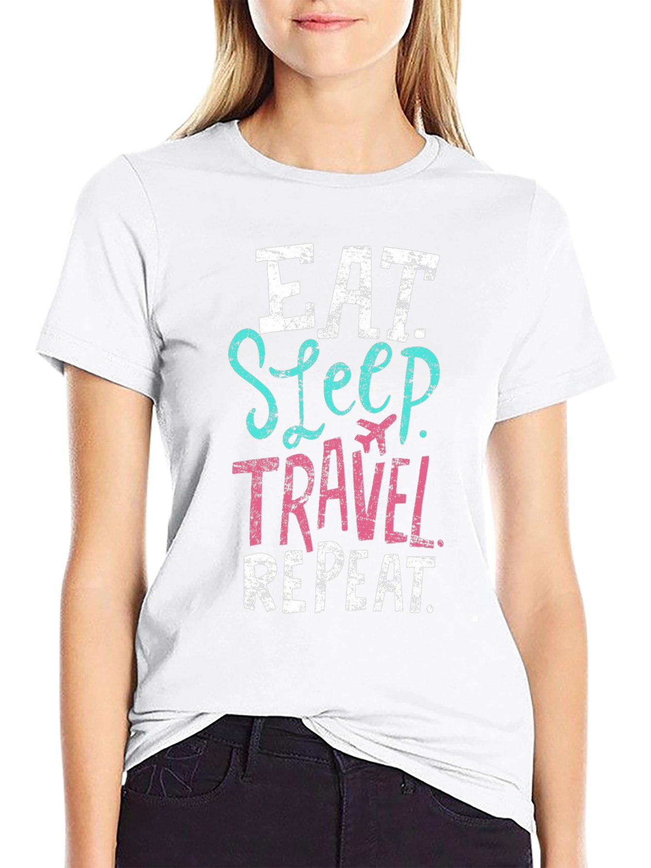 Eat Sleep Travel Repeat Black T-Shirt