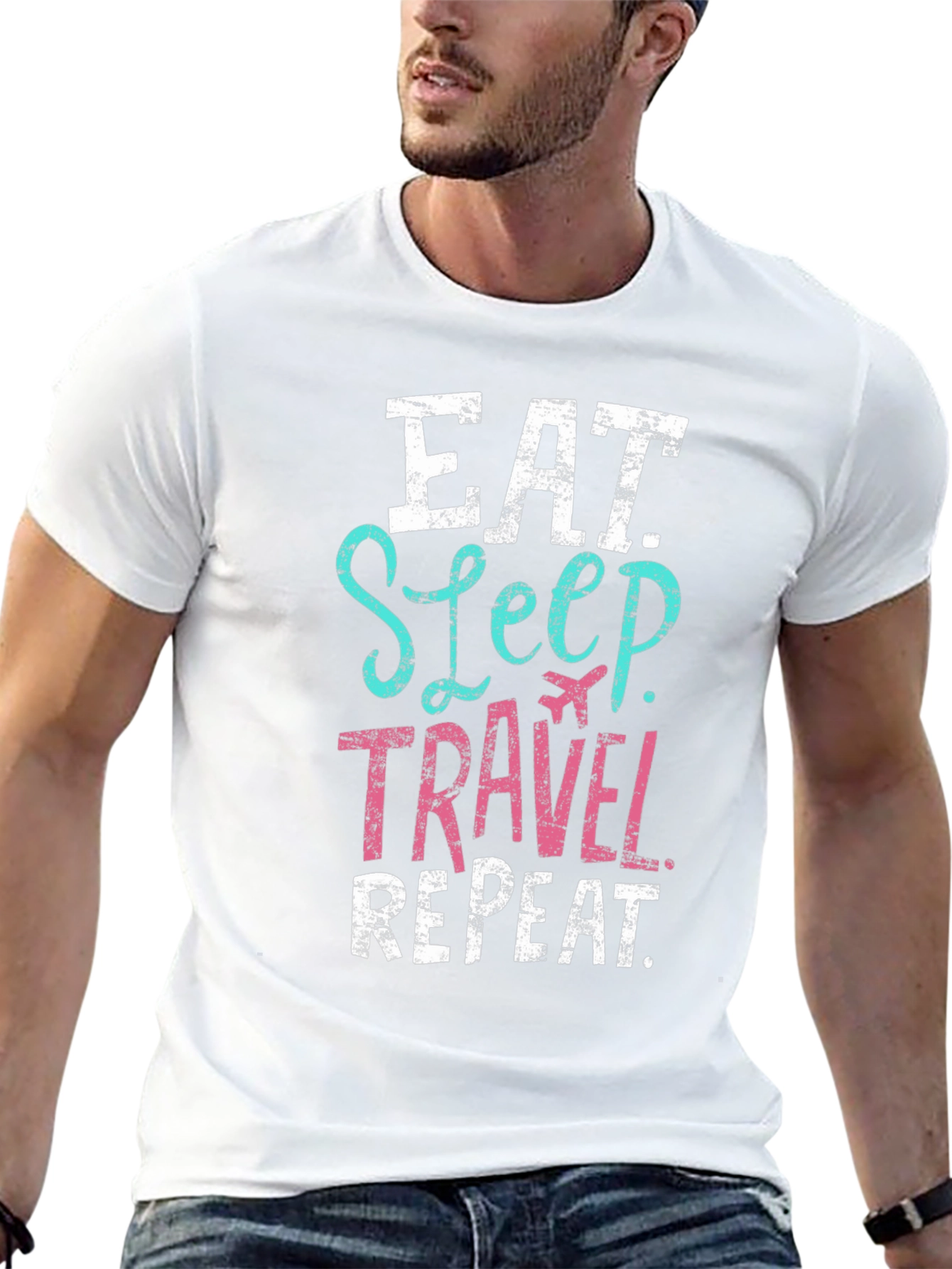 Eat Sleep Travel Repeat Black T-Shirt