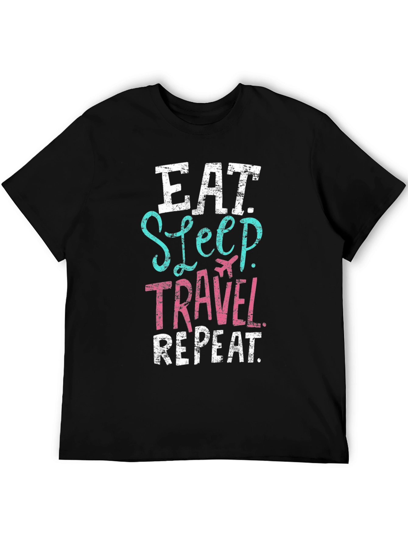 Eat Sleep Travel Repeat Black T-Shirt