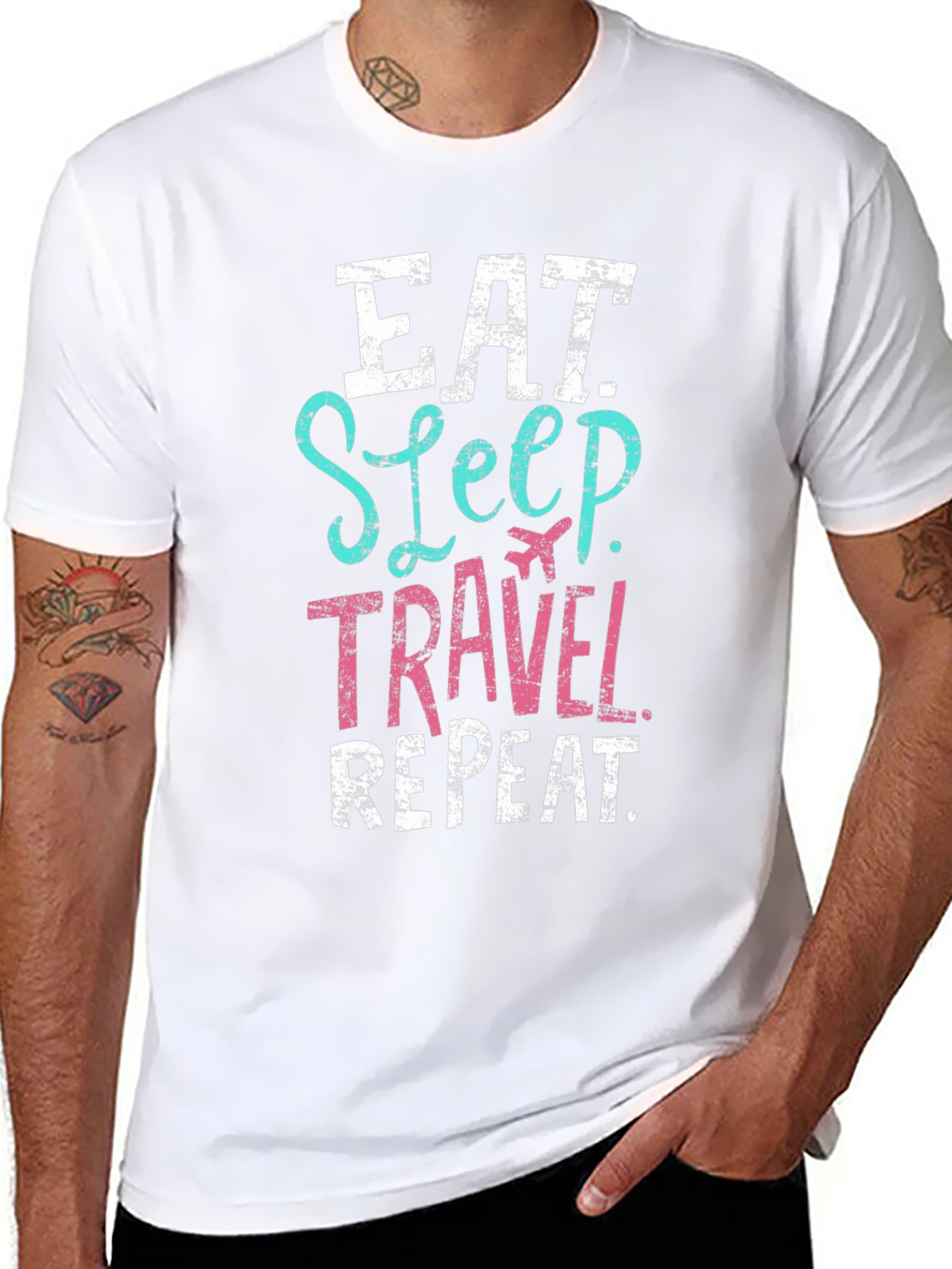 Eat Sleep Travel Repeat Black T-Shirt