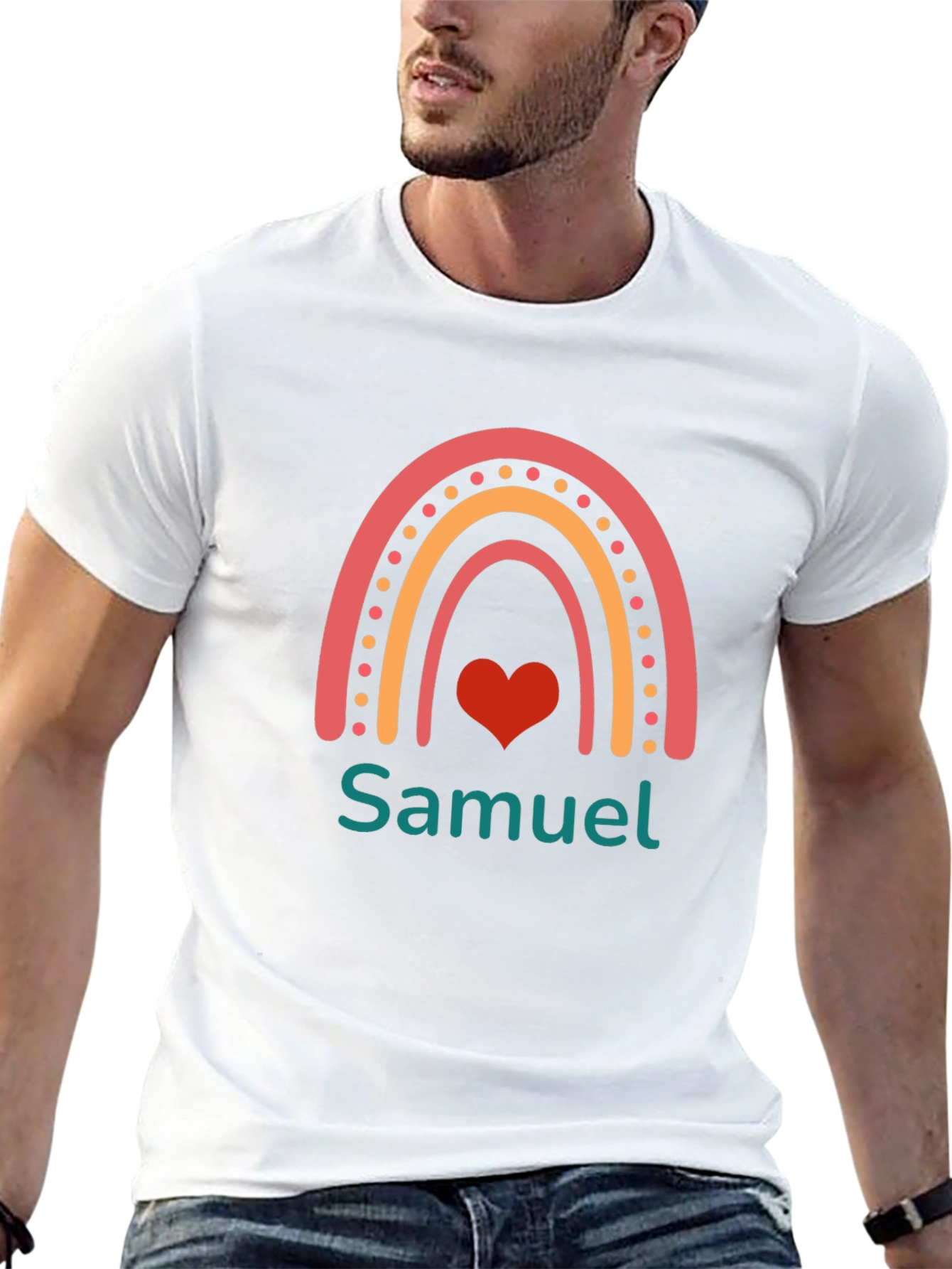 Personalized Samuel Rainbow Heart T-Shirt