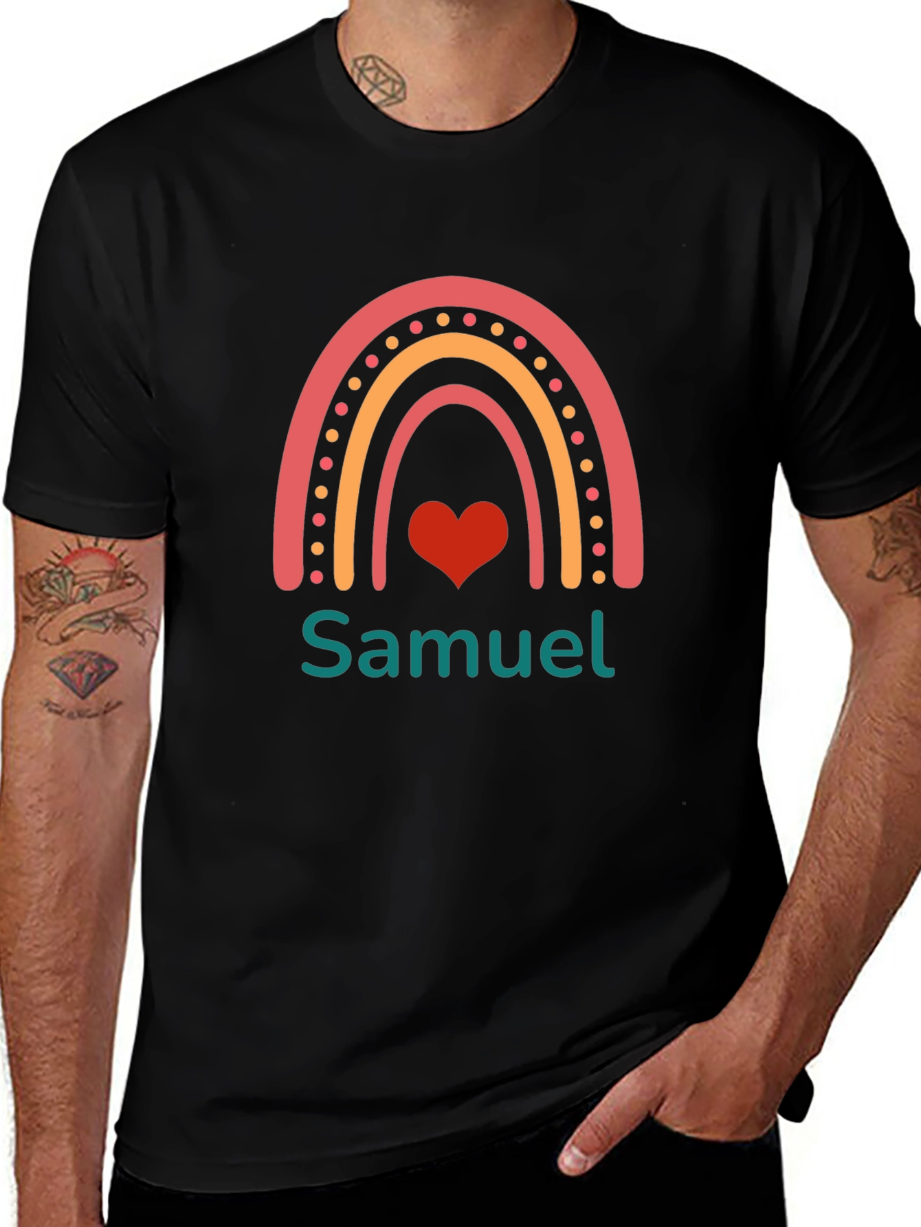 Personalized Samuel Rainbow Heart T-Shirt