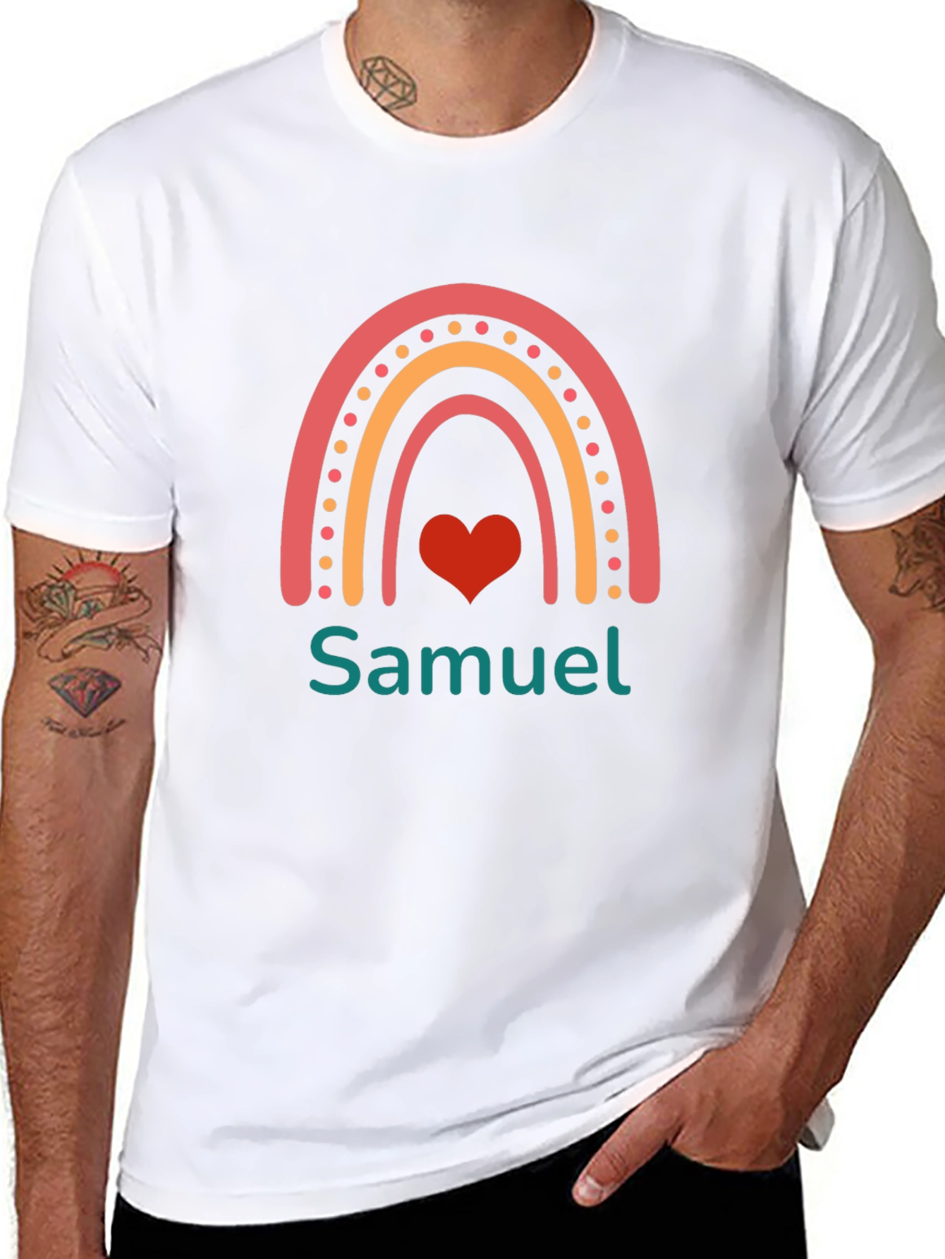 Personalized Samuel Rainbow Heart T-Shirt