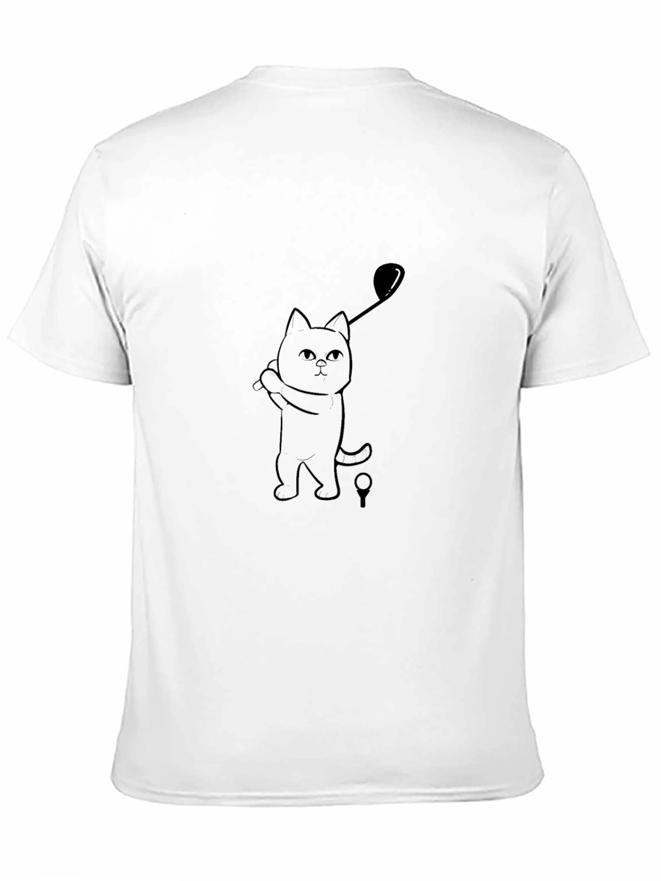 Golfing Cat Tee - Black Cotton T-Shirt