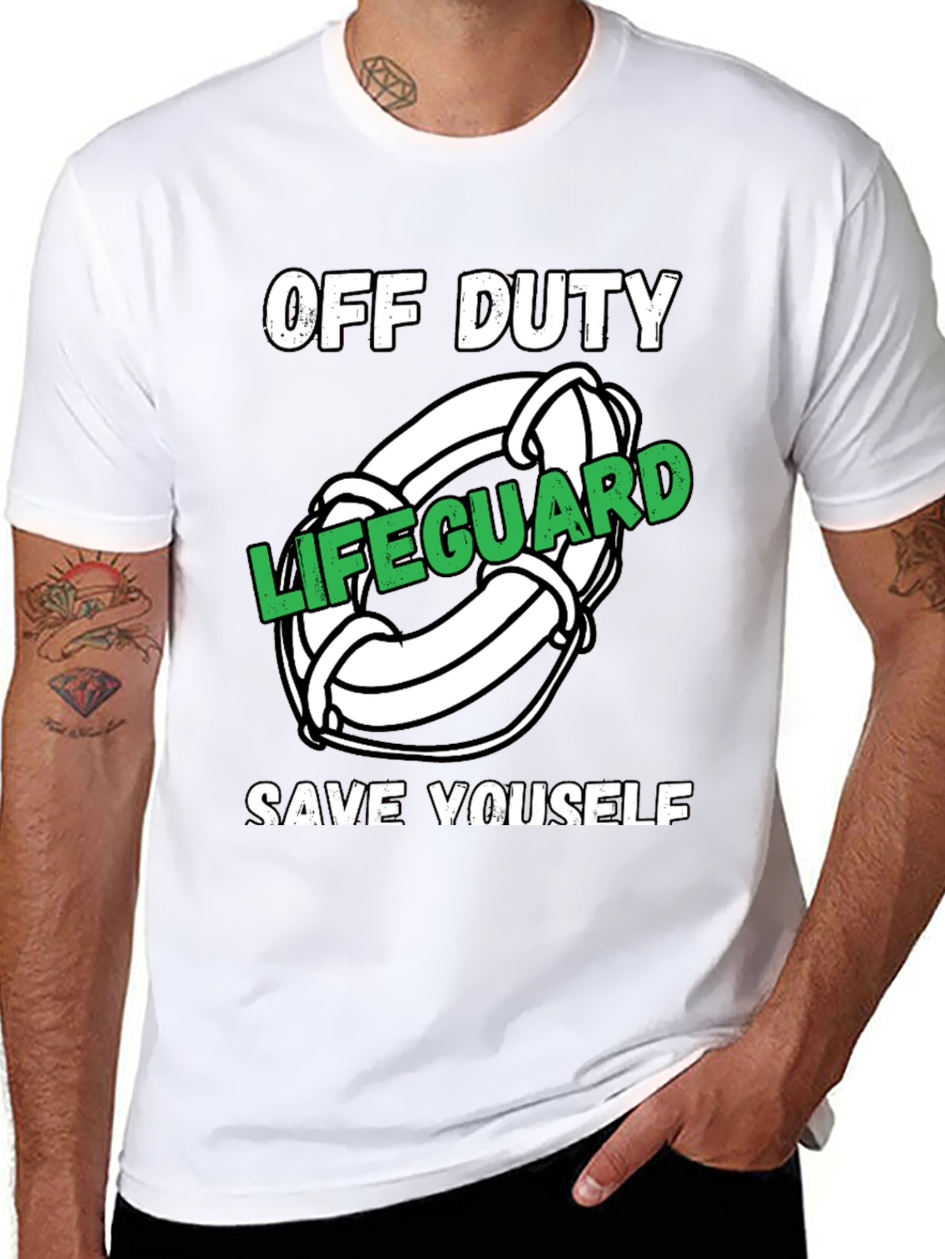 Off Duty Lifeguard Novelty Graphic T-Shirt