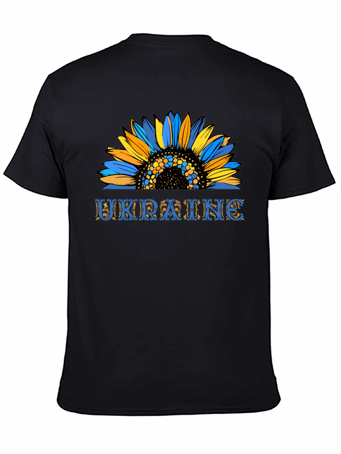 Ukraine Sunflower Graphic T-Shirt - Black