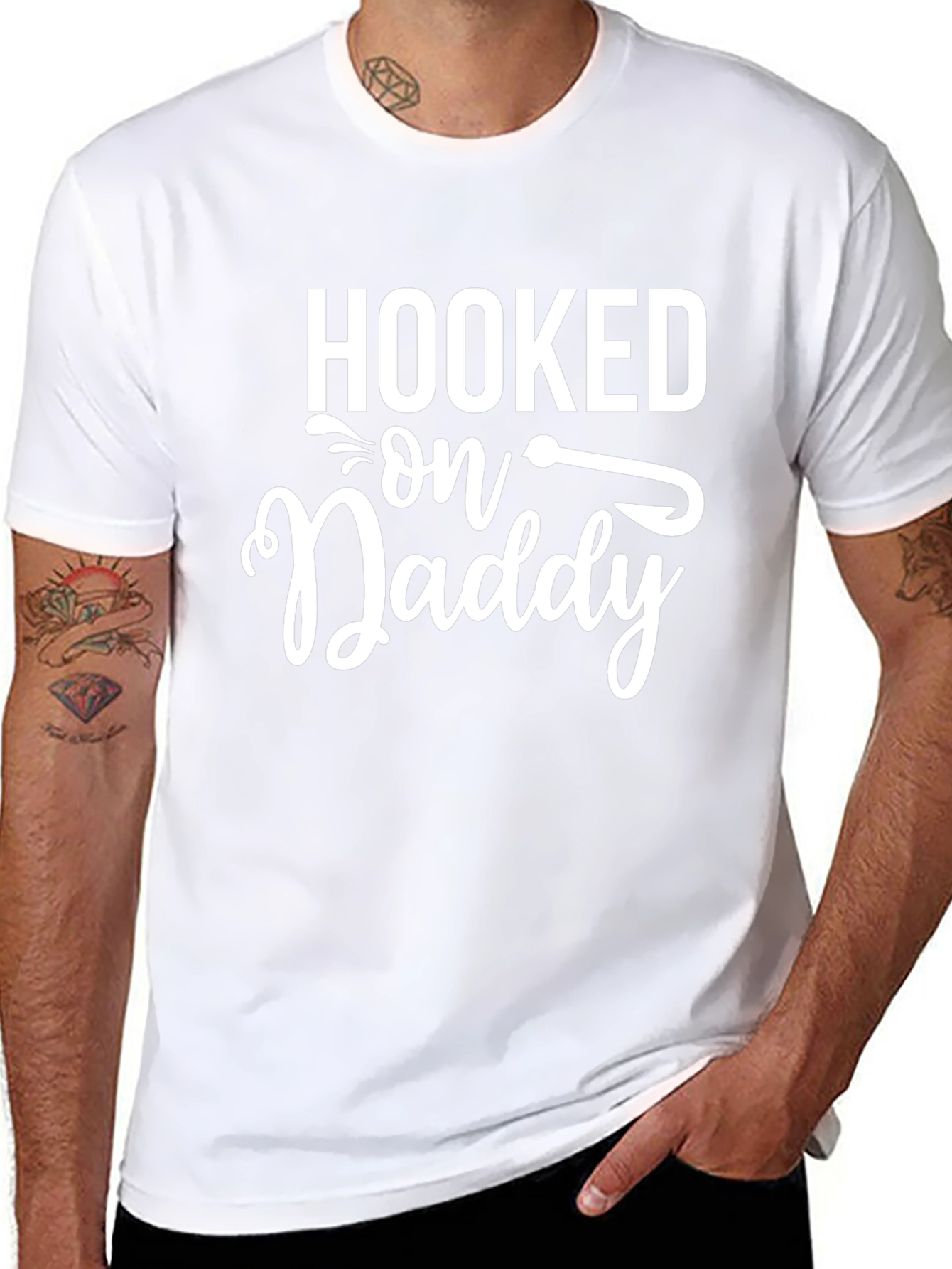 Hooked on Daddy Mens Graphic Tee - Fathers Day