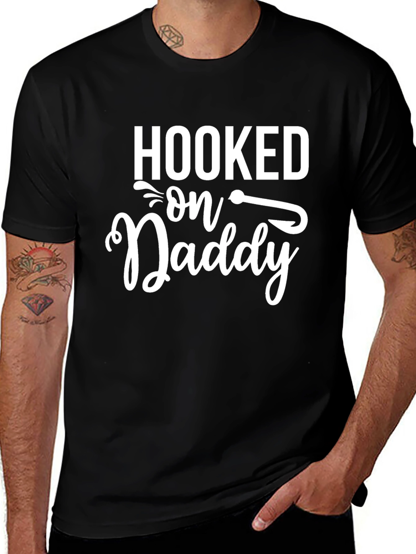 Hooked on Daddy Mens Graphic Tee - Fathers Day