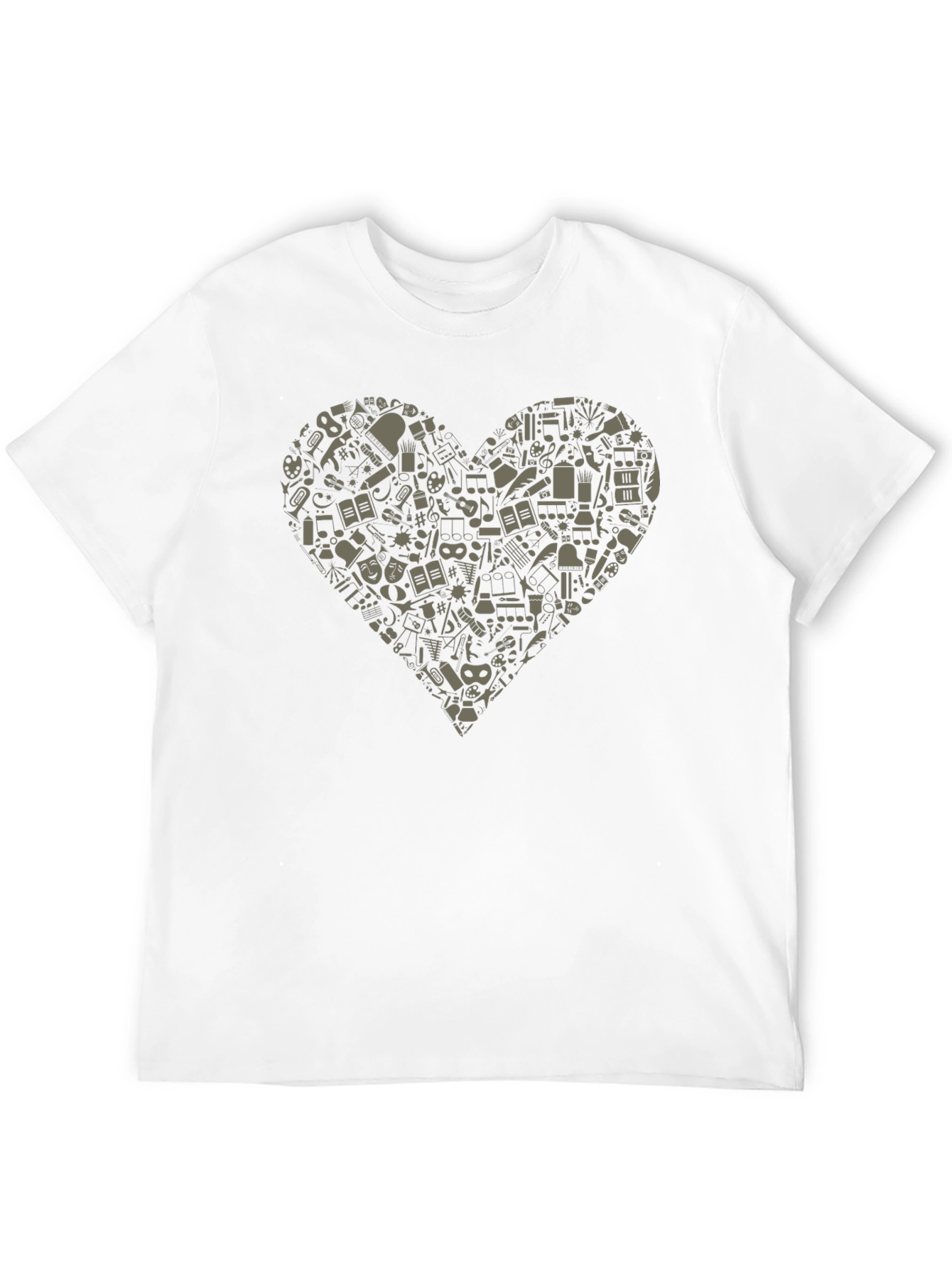 Musical Heart Graphic Tee - Black Cotton T-Shirt