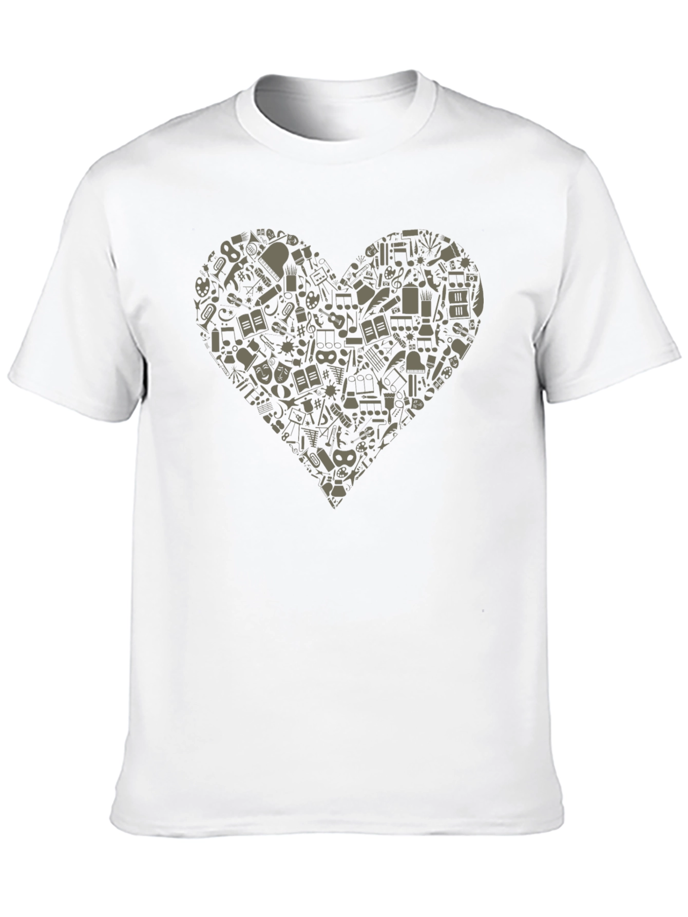 Musical Heart Graphic Tee - Black Cotton T-Shirt