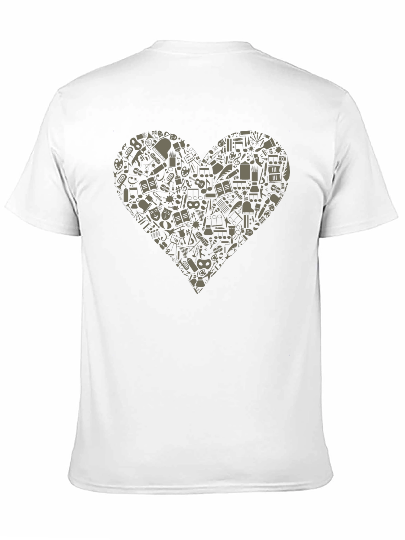 Musical Heart Graphic Tee - Black Cotton T-Shirt