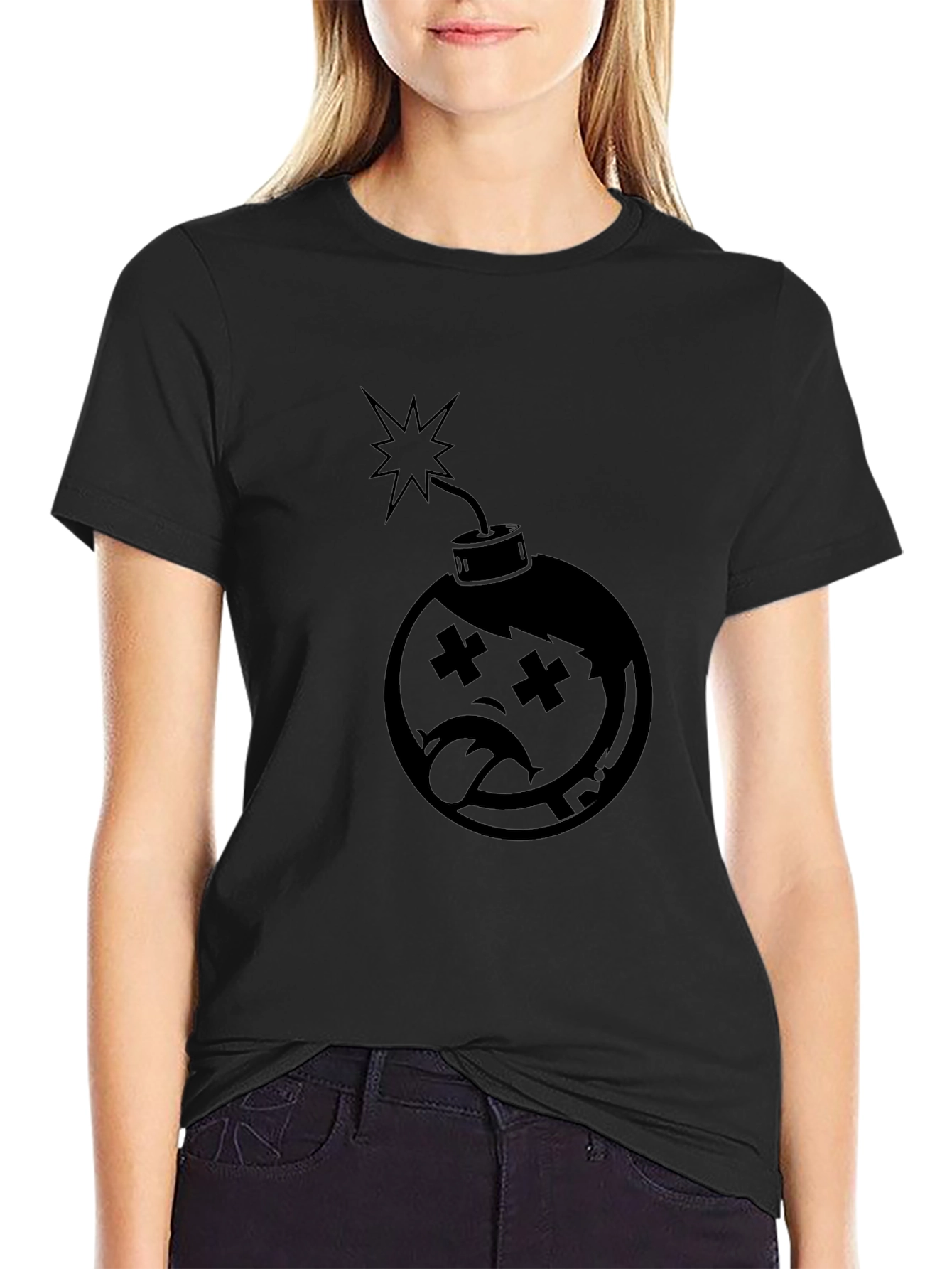 Bomb Character Graphic T-Shirt - Black