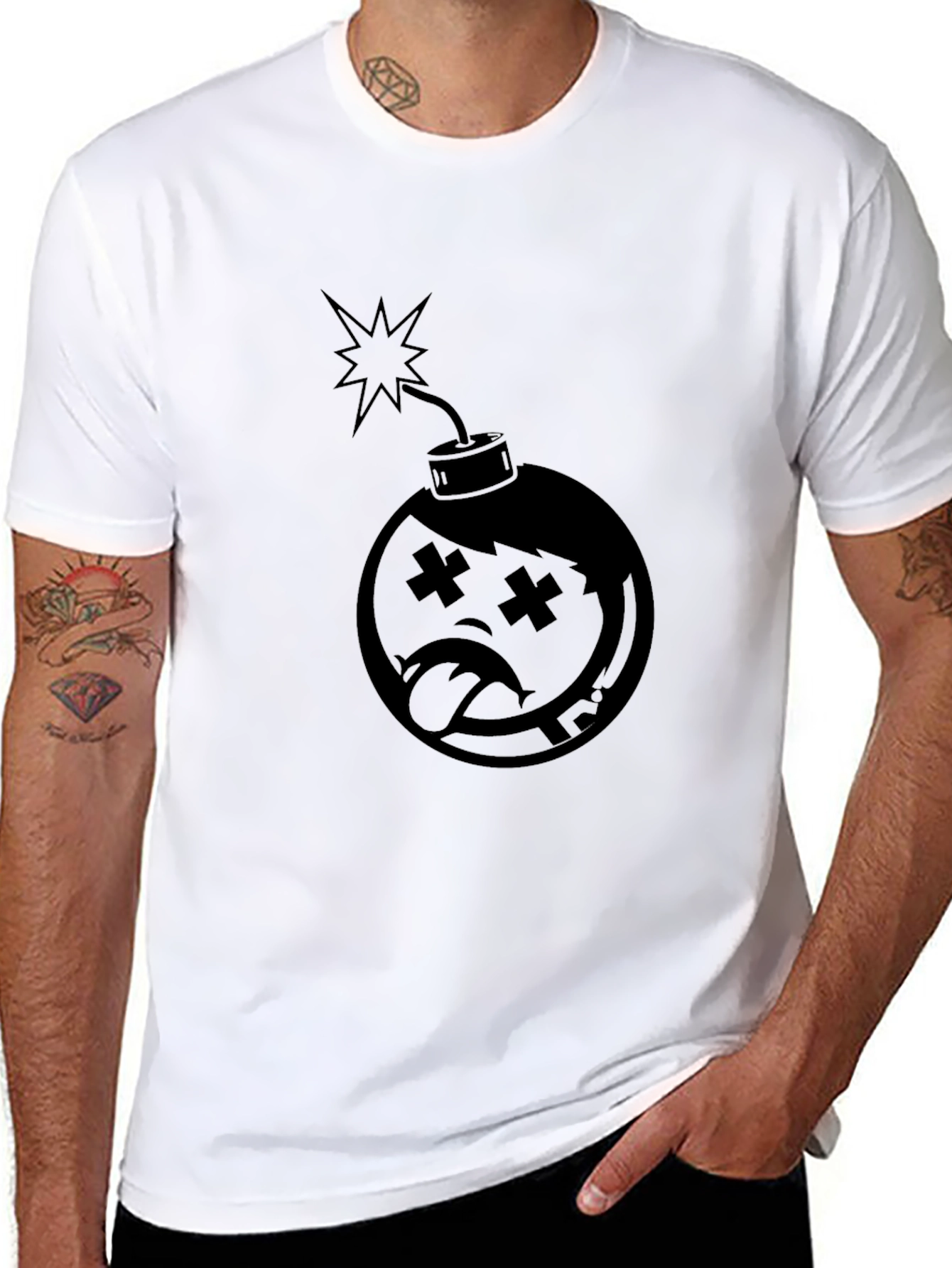 Bomb Character Graphic T-Shirt - Black