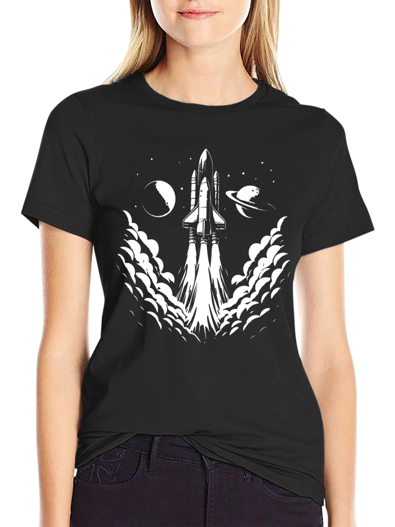 Space Shuttle Launch Graphic Tee - Black