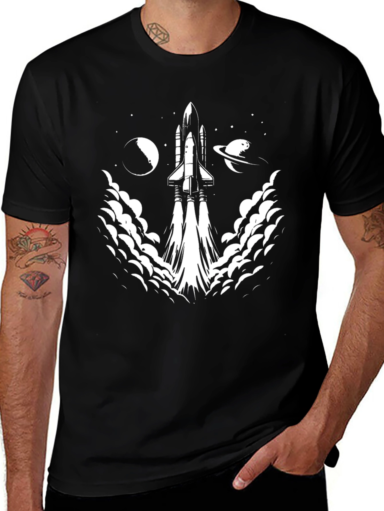 Space Shuttle Launch Graphic Tee - Black