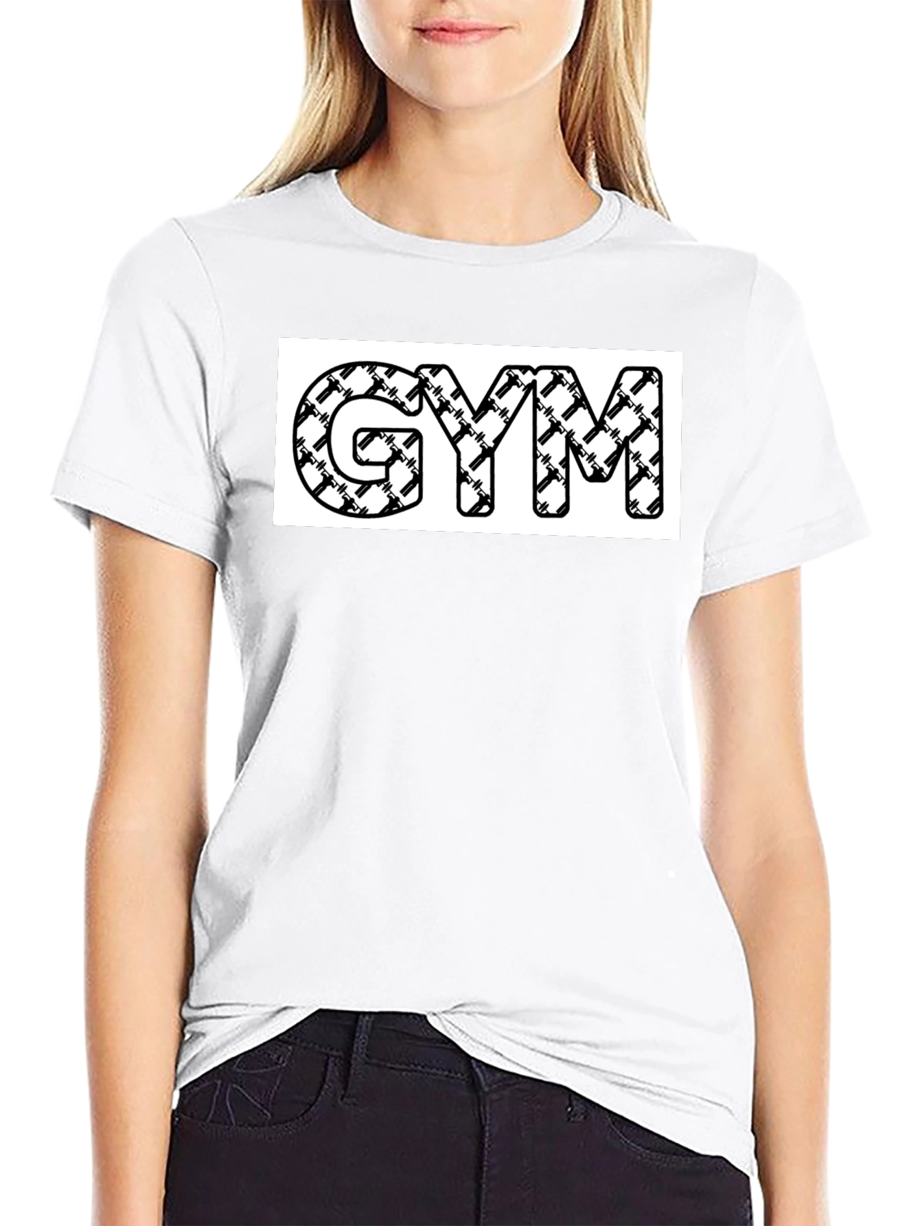 Black Gym T-Shirt with Weightlifting Design