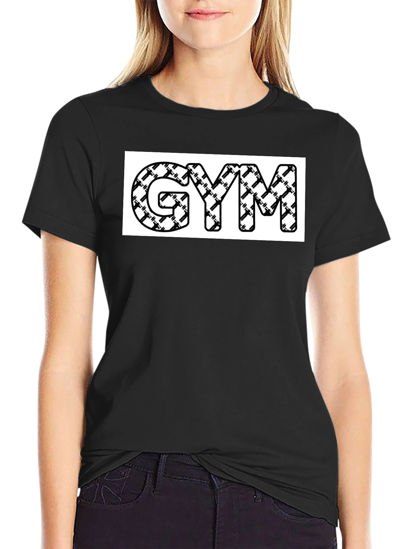 Black Gym T-Shirt with Weightlifting Design