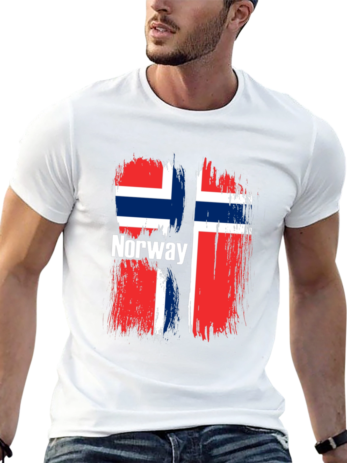 Norway Flag Graphic T-Shirt - Black
