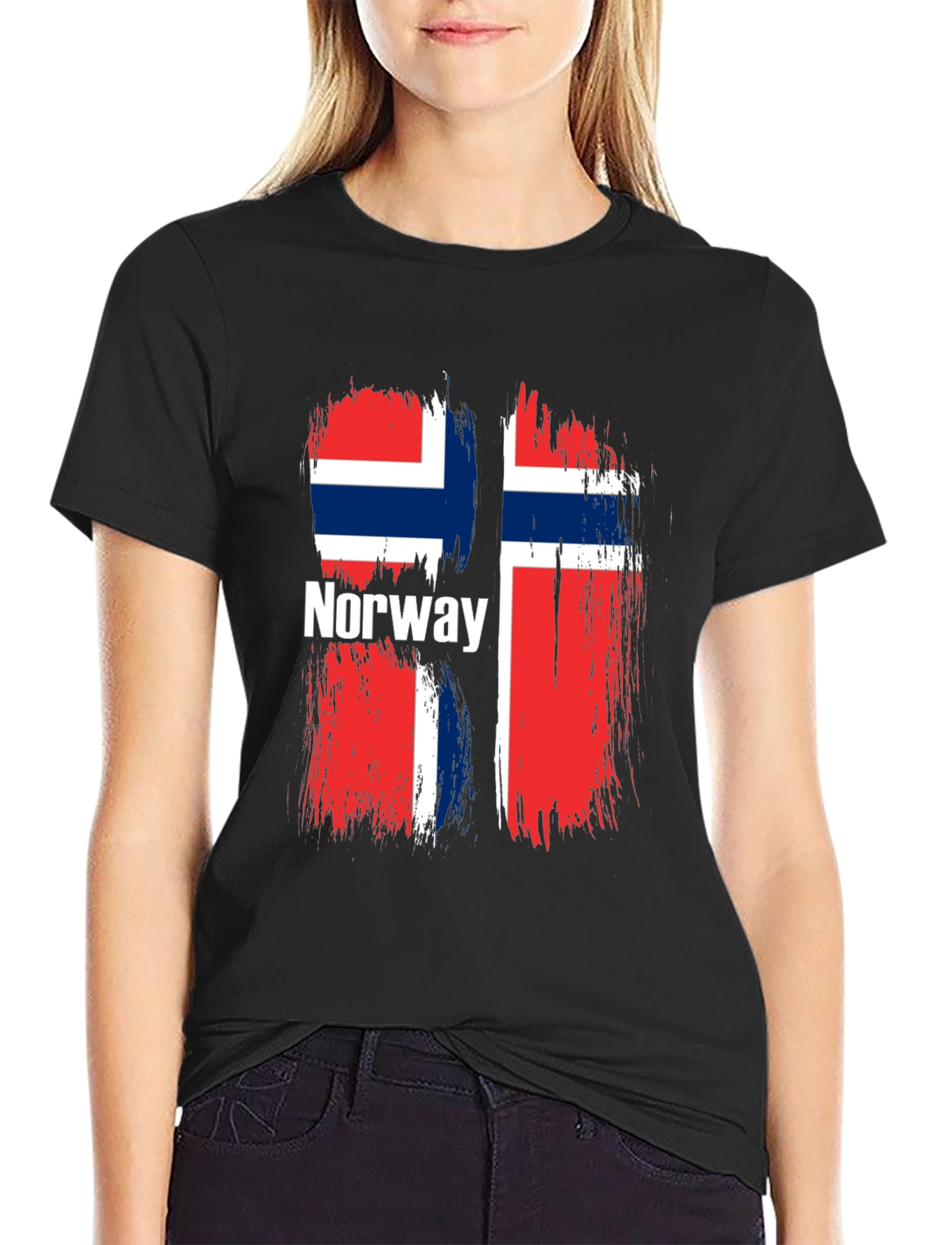 Norway Flag Graphic T-Shirt - Black