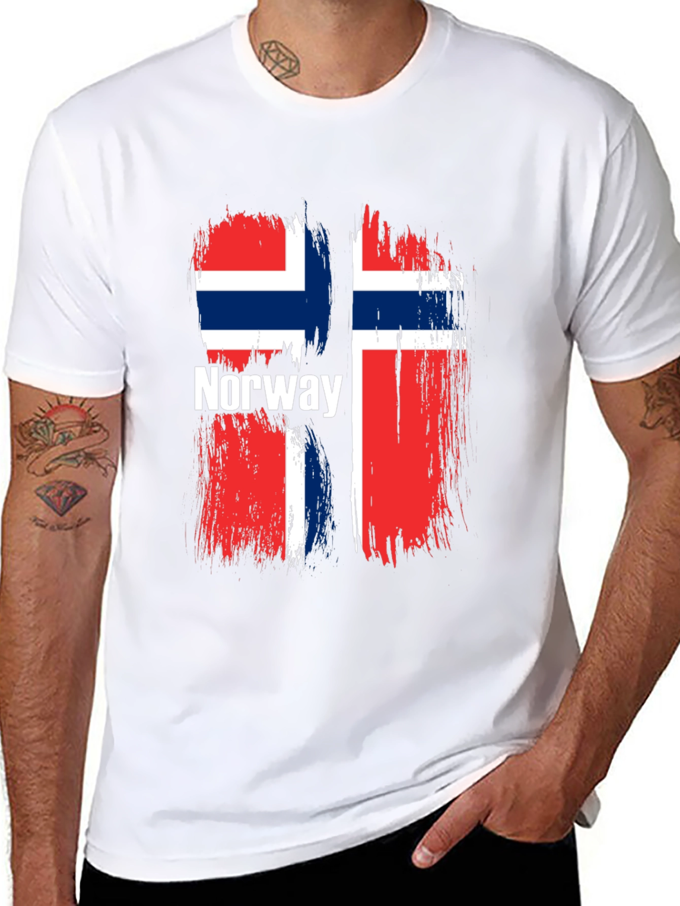 Norway Flag Graphic T-Shirt - Black
