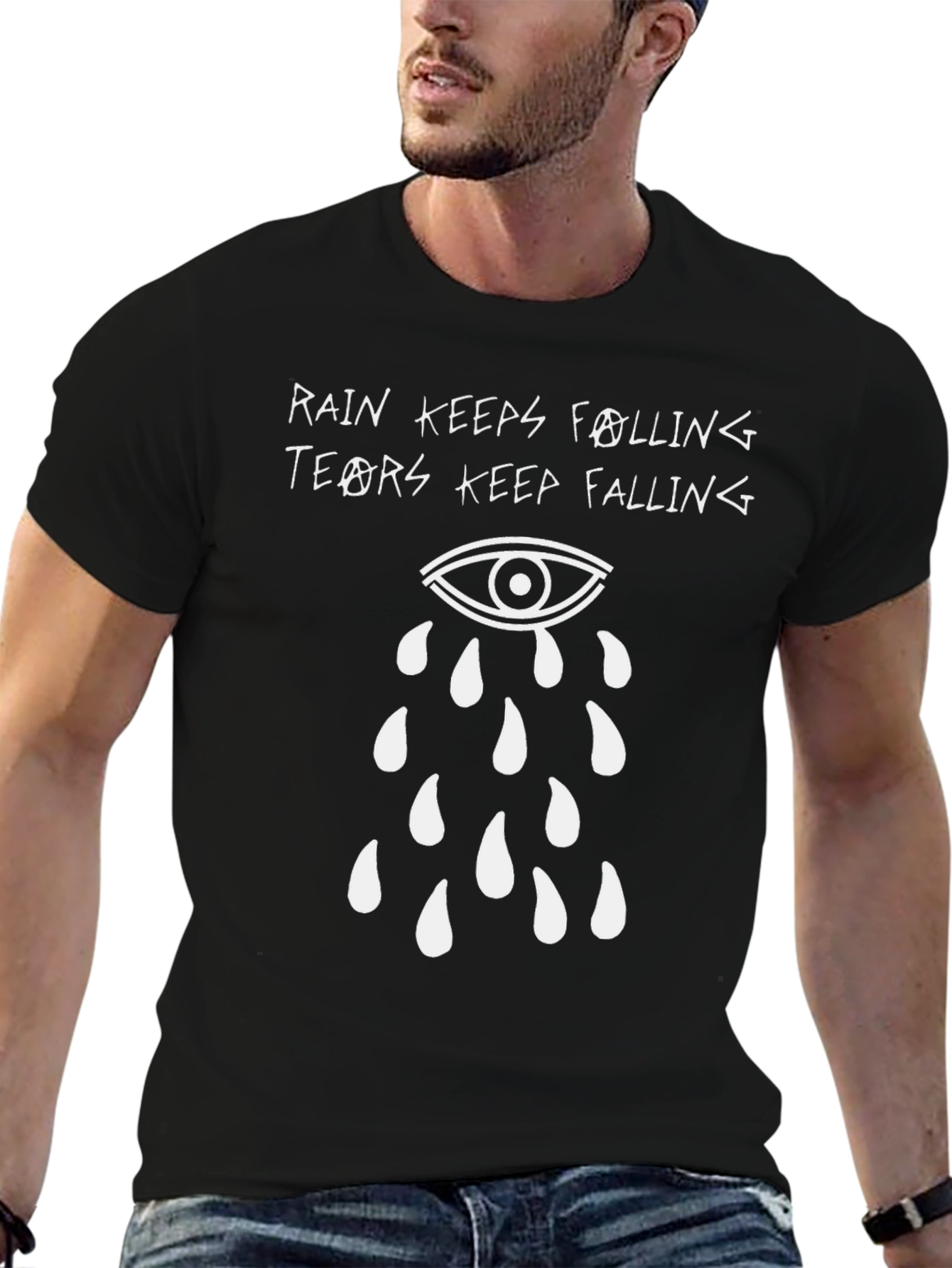 Rain Keeps Falling Graphic Tee - Black