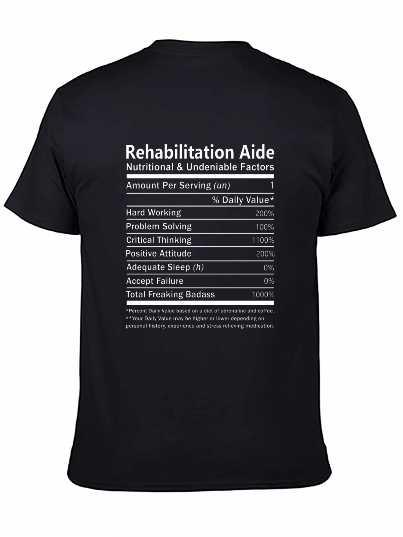 Rehabilitation Aide Nutritional Facts T-Shirt