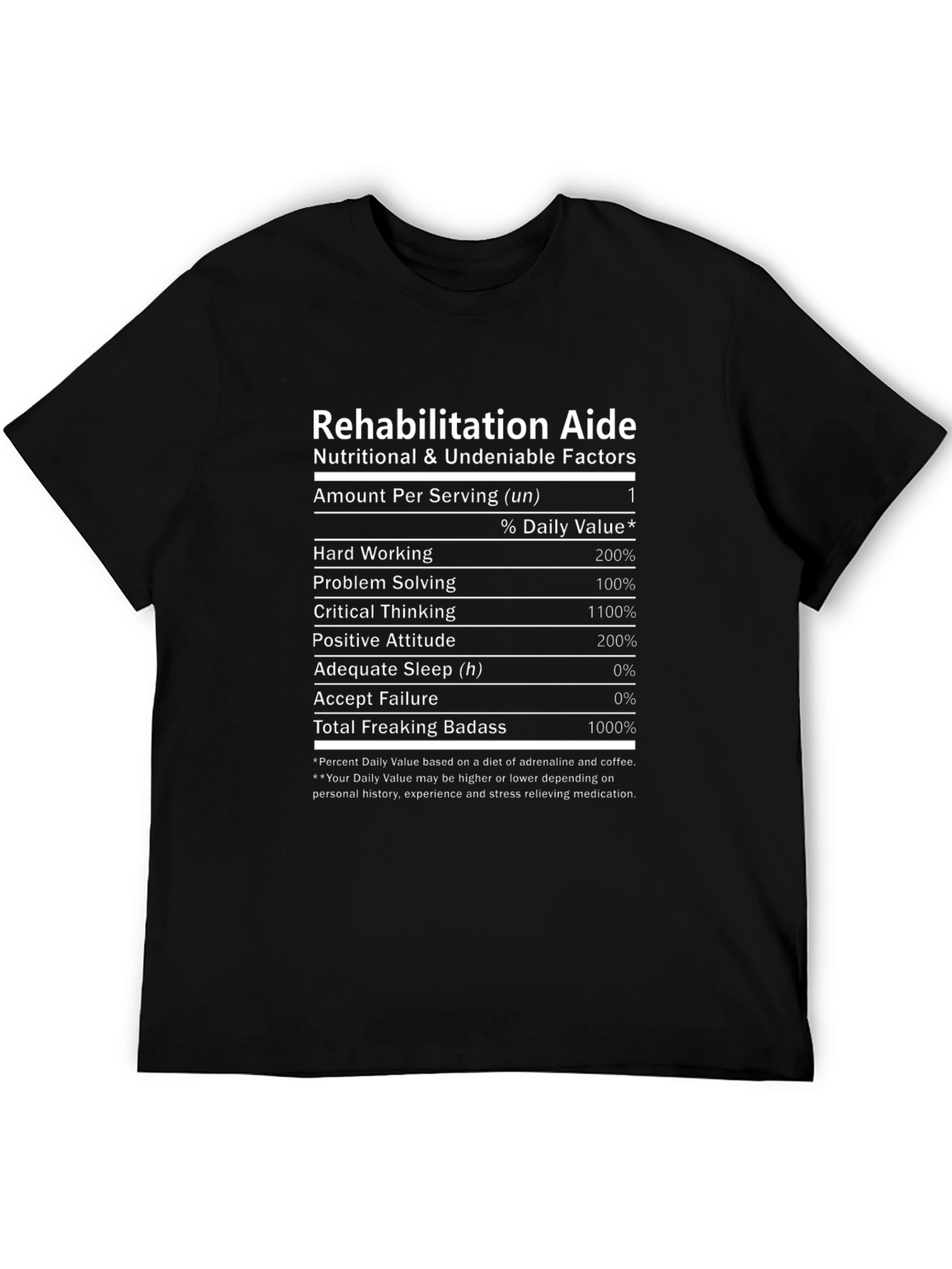 Rehabilitation Aide Nutritional Facts T-Shirt