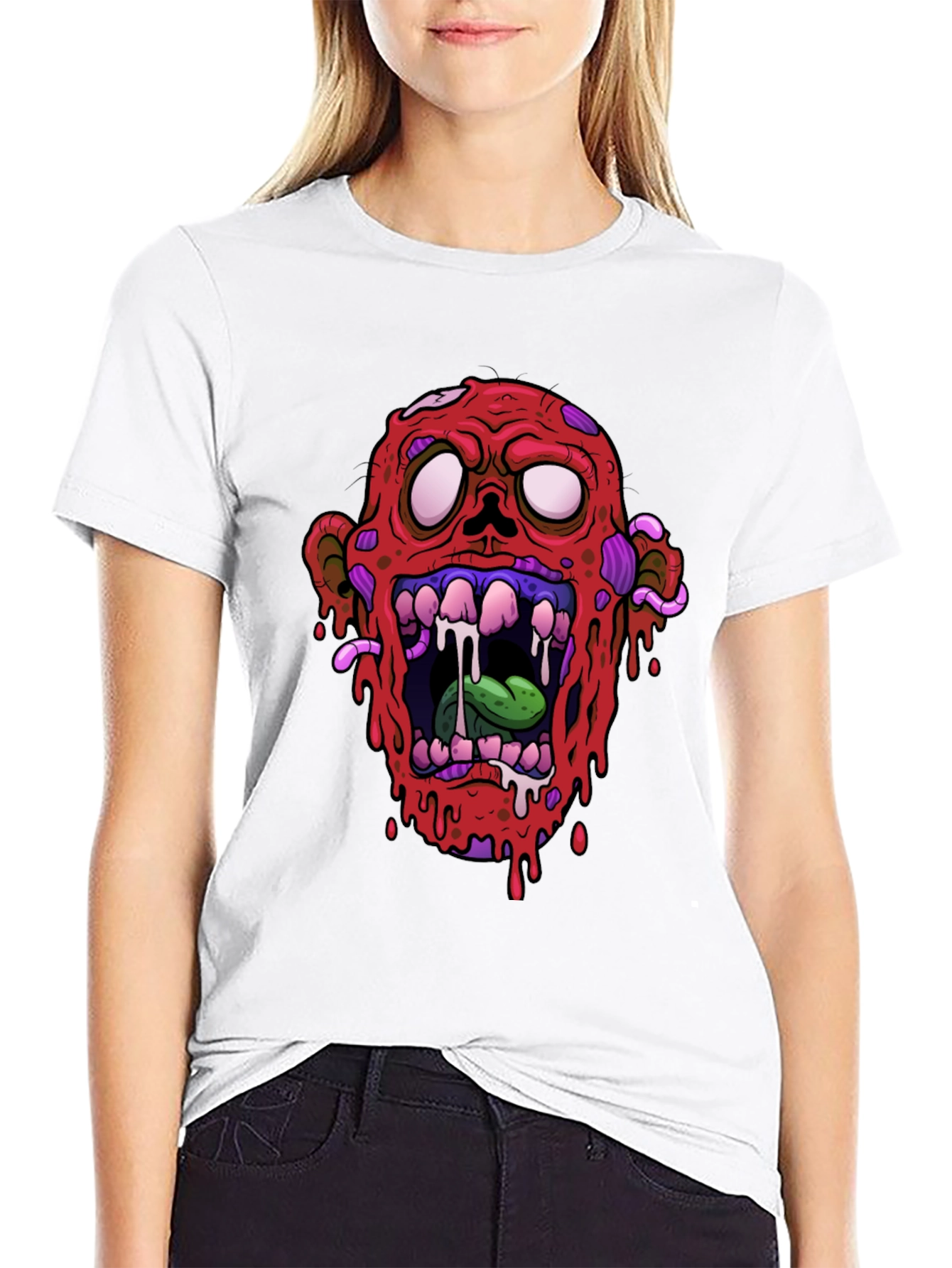 Zombie Head Graphic Black T-Shirt