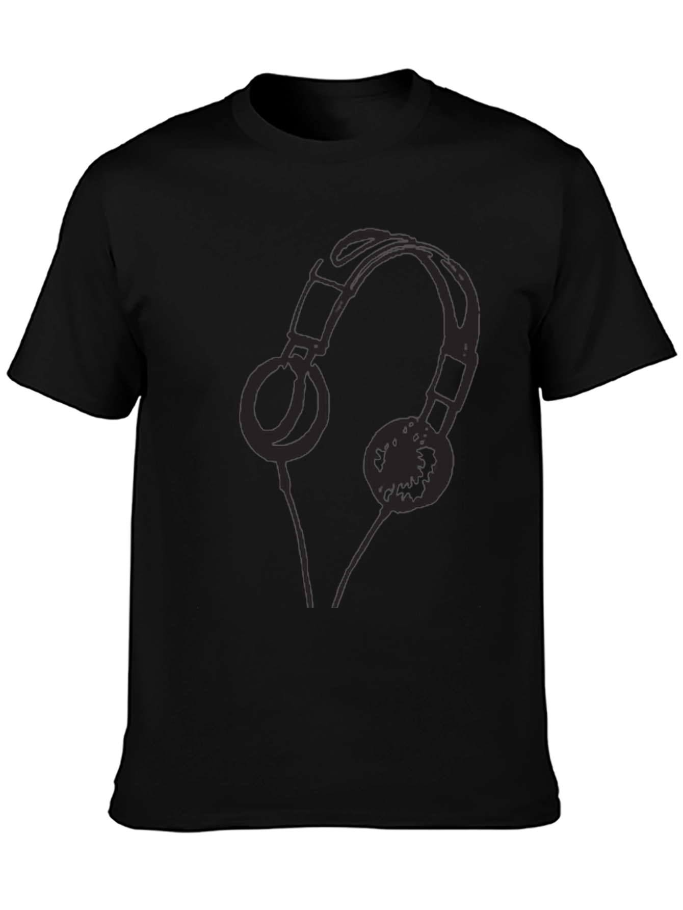 Headphones Graphic Tee - Casual Black T-Shirt