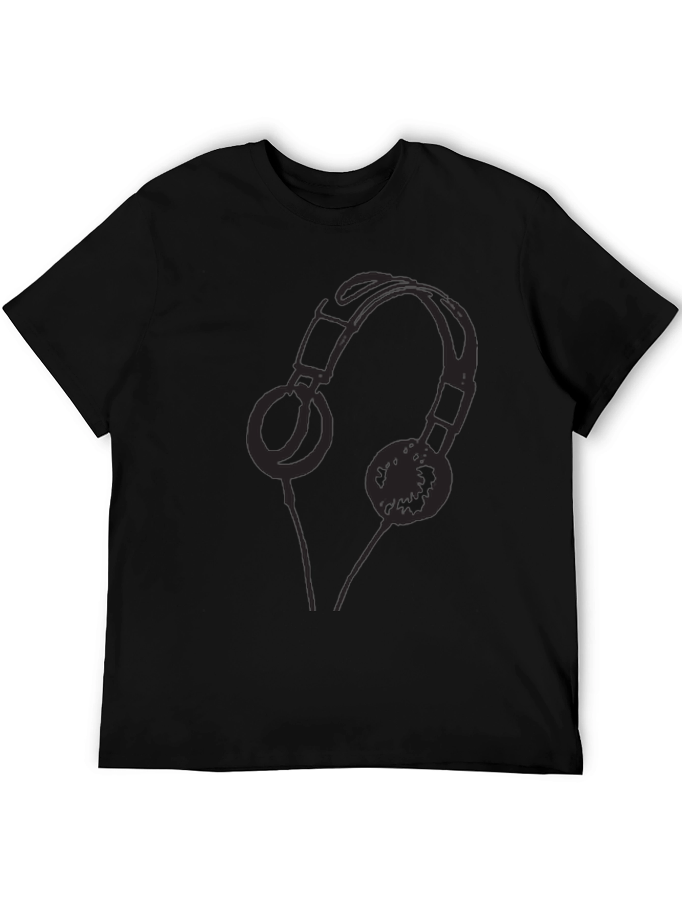 Headphones Graphic Tee - Casual Black T-Shirt