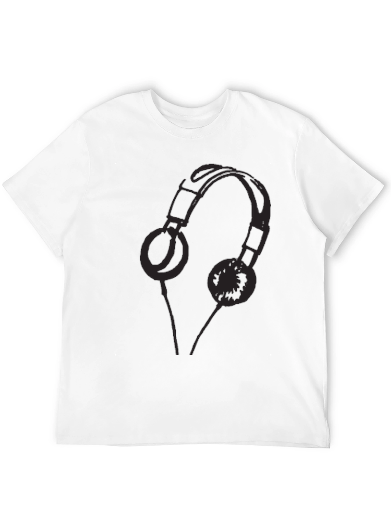 Headphones Graphic Tee - Casual Black T-Shirt